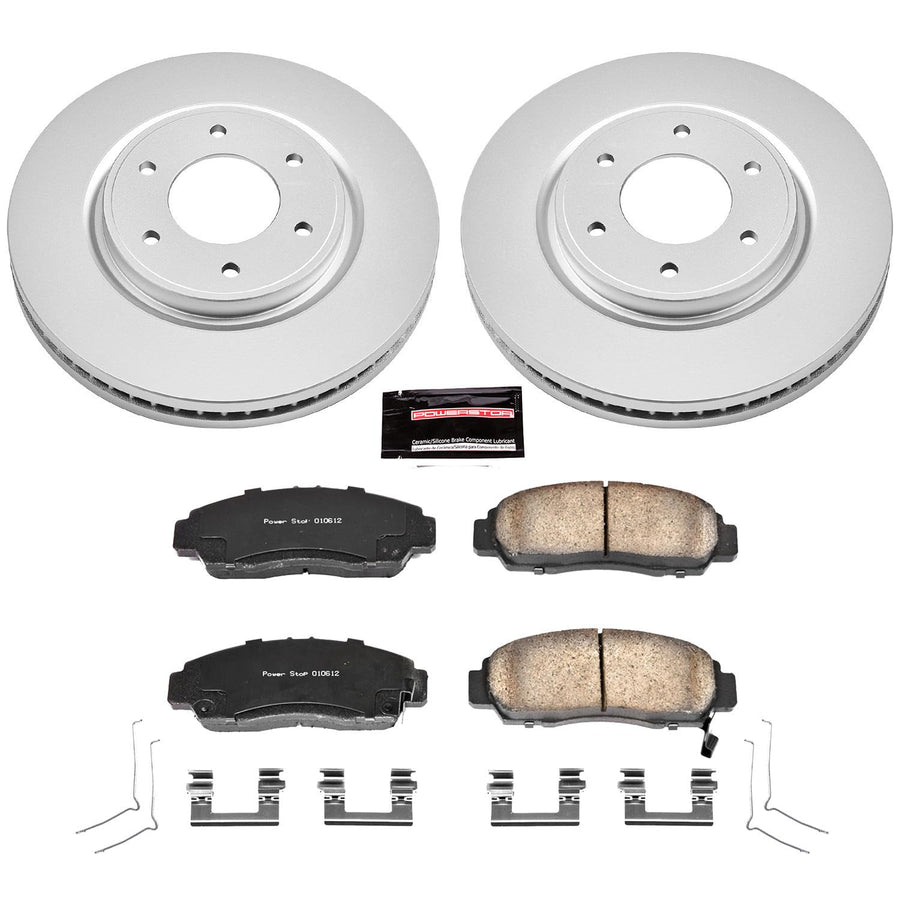Power Stop CRK5821 Brake Rotor & Coated Ceramic Brake Pads- front For Nissan Armada 2012-2015, Nissan TITAN 2011-2015, Nissan TITAN 2017-2022 [Model Specific]