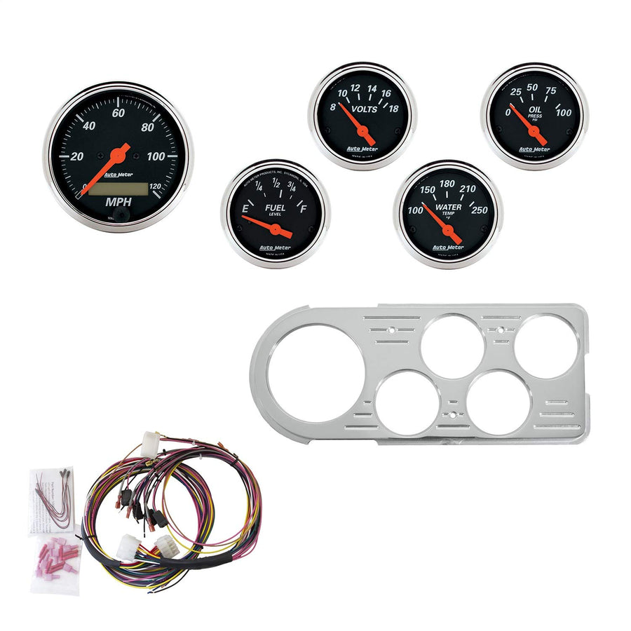 Gauge Kit AutoMeter 7046-DB, 5 Pc, Ford Truck 48-50, Mph/Fuel/Oilp/Wtmp/Bat, Db