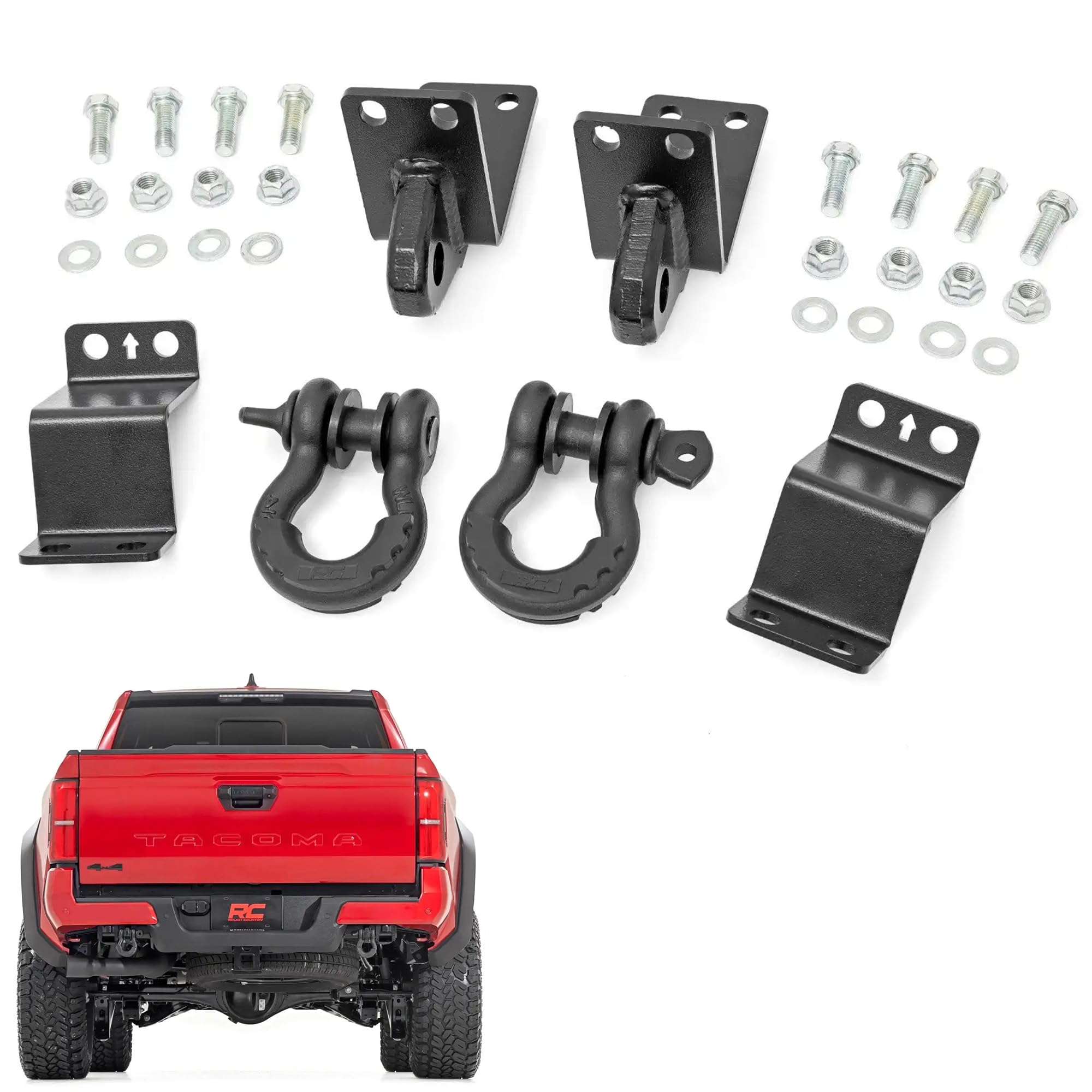 Rear Shackle Kit Rough Country w/D-Rings & Rubber Isolators - 73117