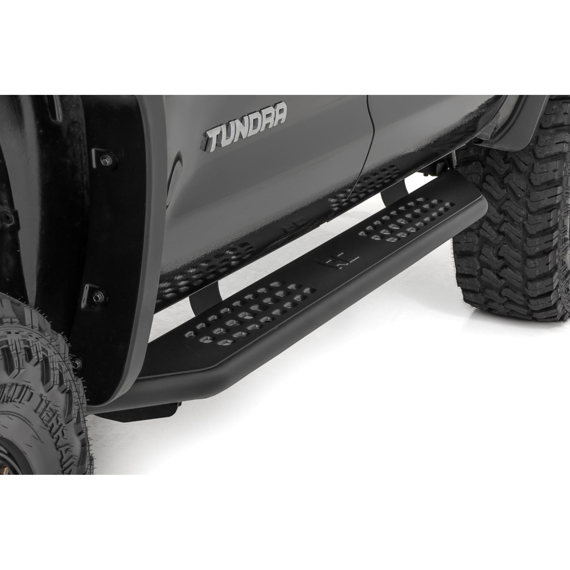 Rough Country Running Boards OV2 for Toyota Tundra (2007-2021) Crew Cab - Contoured Side Step Bars, Easy Bolt-On Install