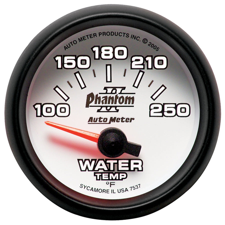 Auto Meter Phantom II 2-1/16" 100-250 F Short Sweep Electric Water Temperature Gauge 7537