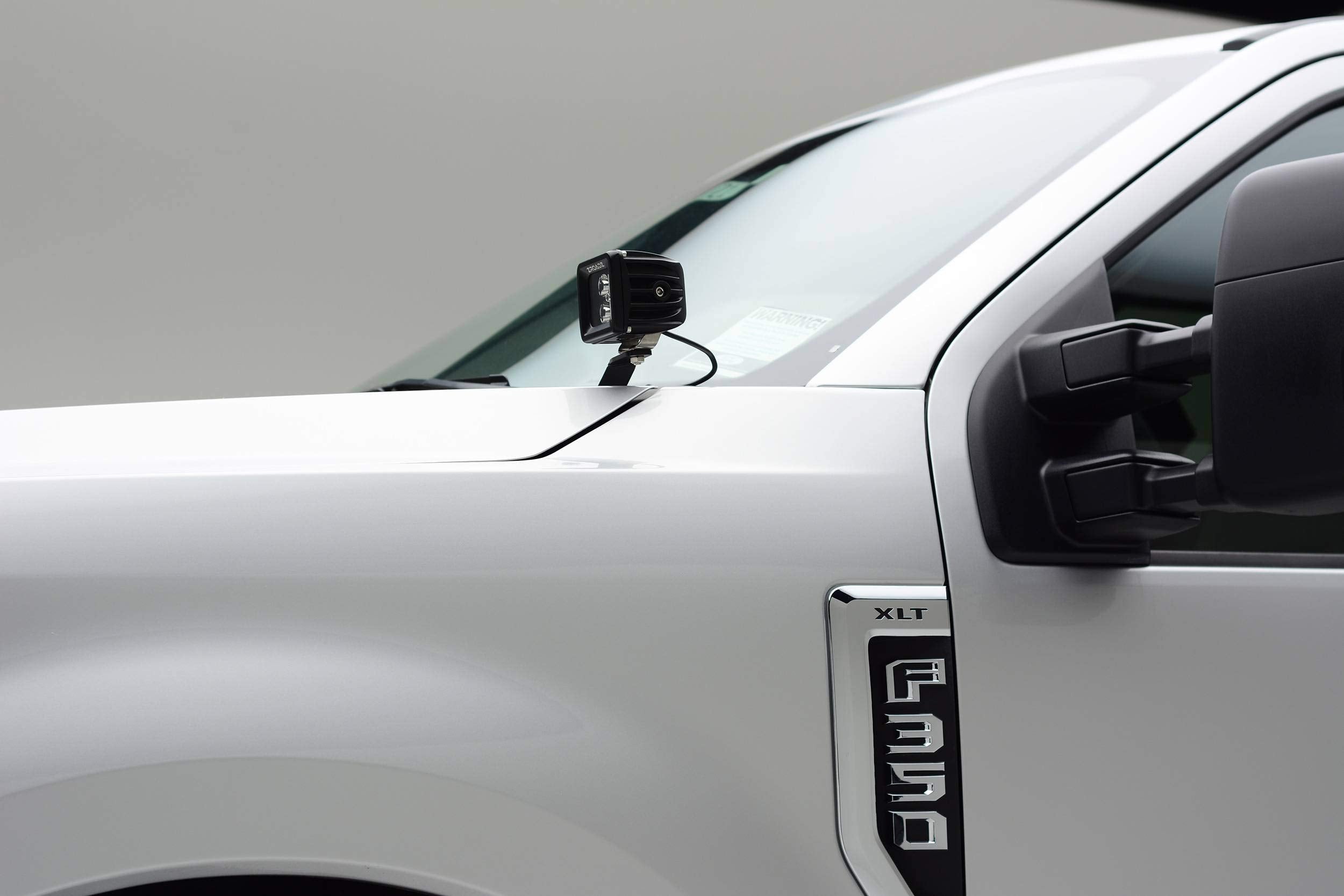 ZROADZ LED Mounting Bracket Ditch Hood Hinge - Compatible w/ 2017-2022 Ford F-250 350 450 550 - to Mount (2) 3 Inch LED Pod Lights - Mild Steel Gloss Black - Bolt-On Easy Installation - PN #Z365471