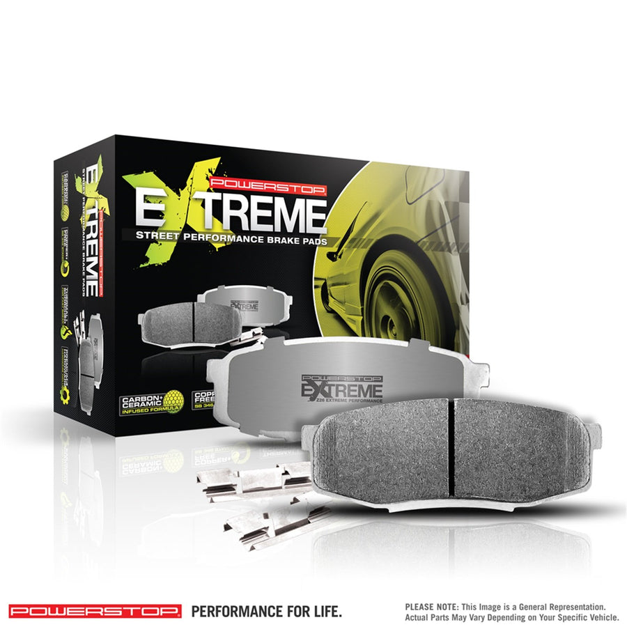 Power Stop Z26-1547 Z26 Street Warrior Rear Carbon Fiber-Ceramic Brake Pads with Hardware