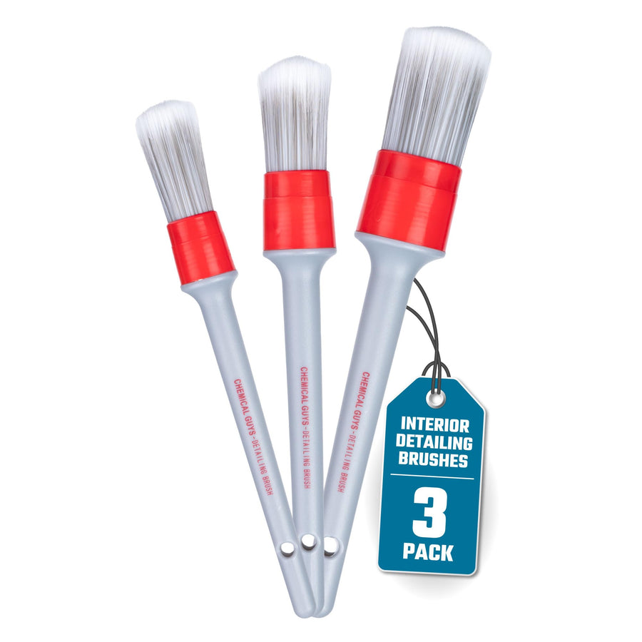 Chemical Guys Interior Detailing Brush Set All in the Details - 3-Piece Soft & Durable Car Detailing Brushes for Vents, Consoles, Buttons, Trim & Hard-to-Reach Areas in Cars, Trucks, SUVs & RVs