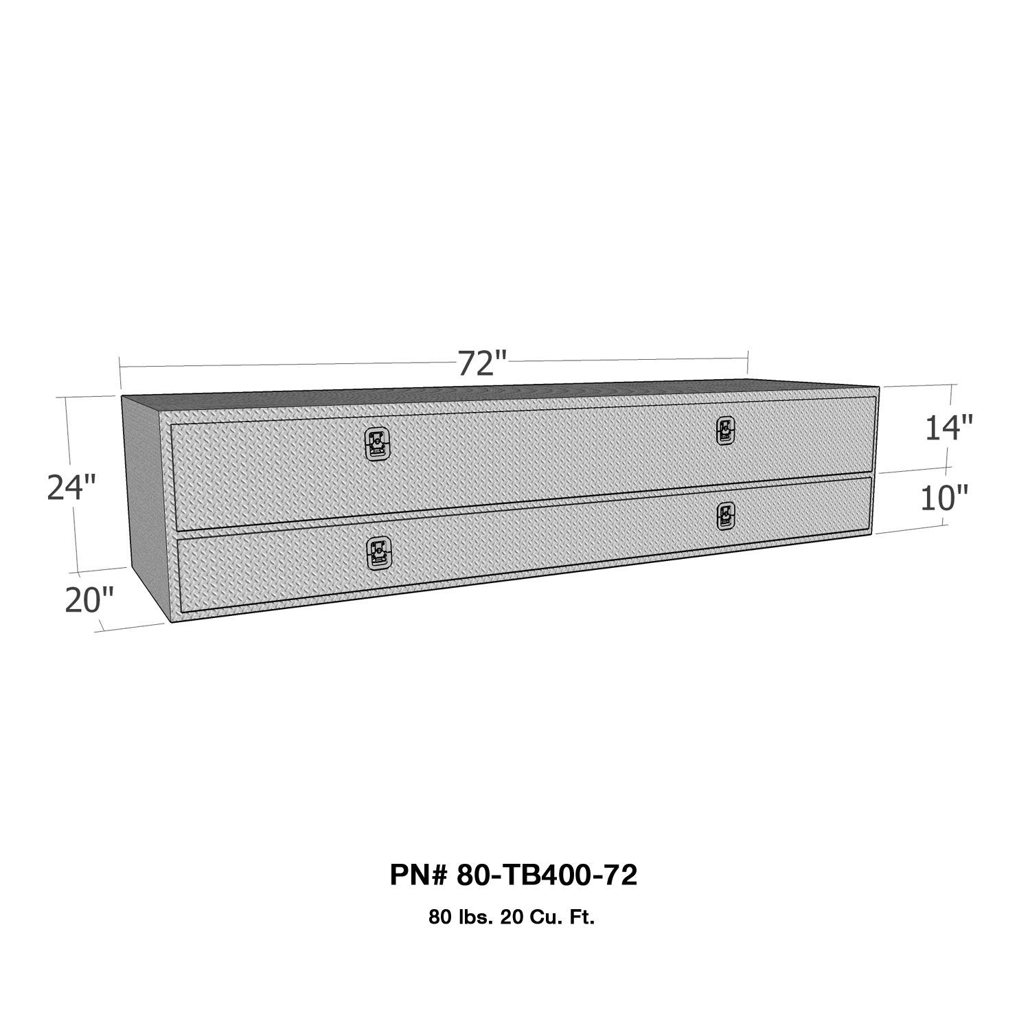 Brute Pro Series 72" High Capacity Stake Bed Contractor Tool Box with Doors Aluminum Polished 80-TB400-72