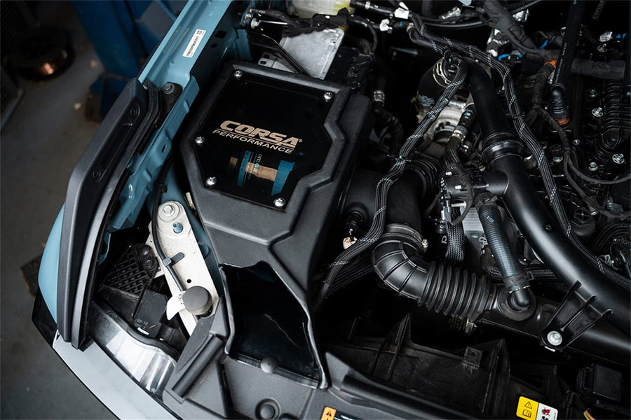 21-22 Ford Bronco 2.7L Closed Box Air Intake With Donaldson Powercore Dry Filter Corsa (470036)