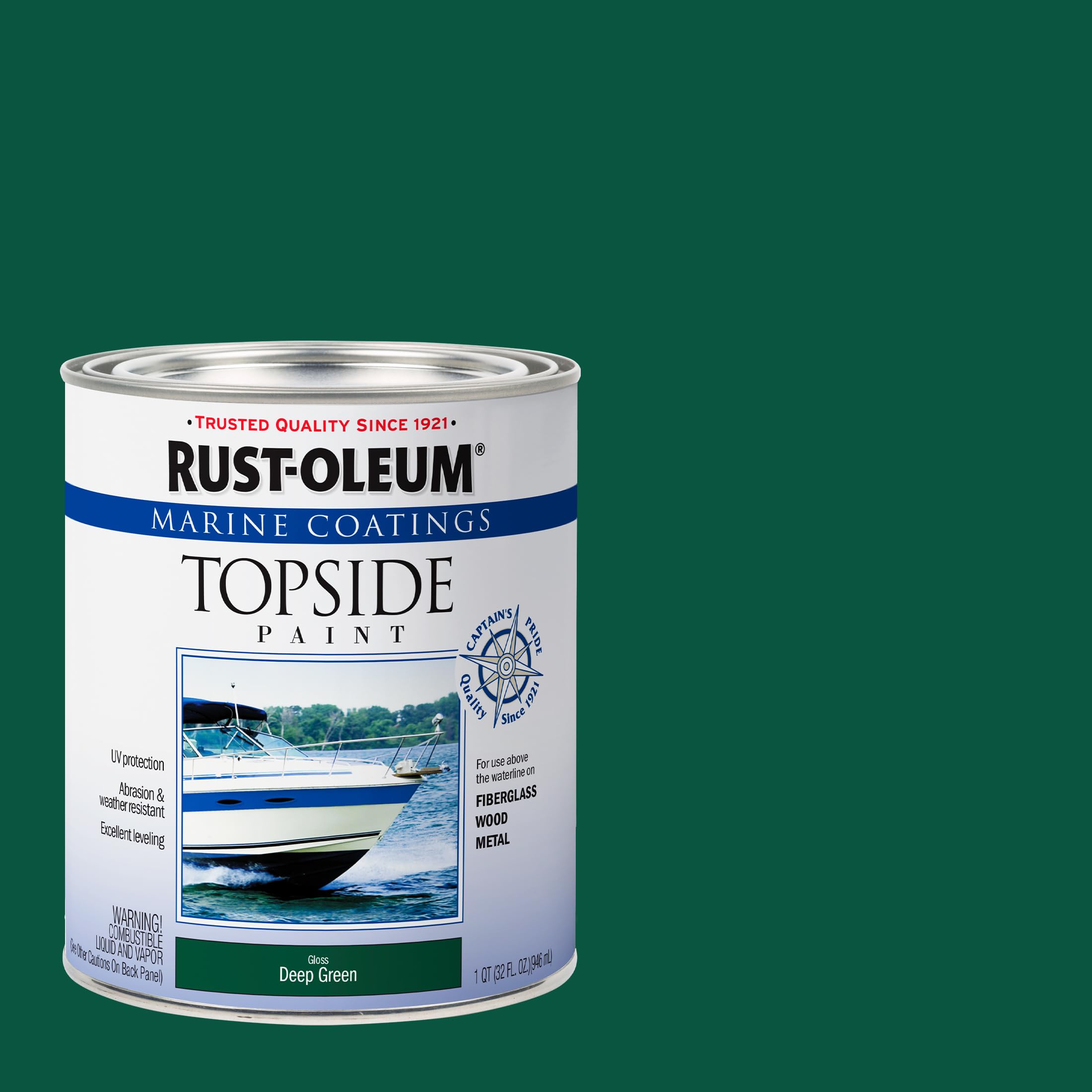 Marine Coatings Rust-Oleum 207007 Topside Paint, Quart, Deep Green