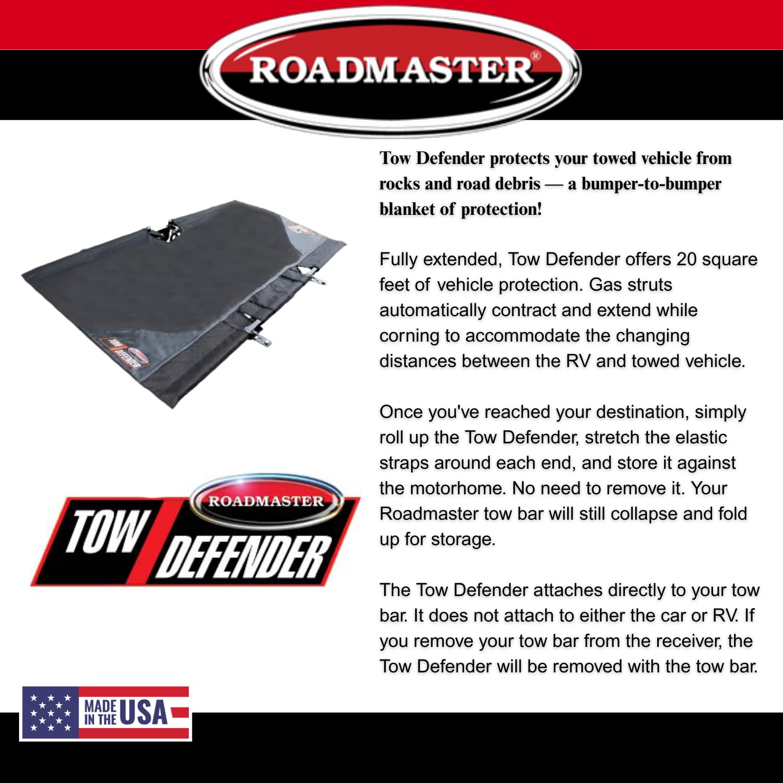 Tow Defender Roadmaster 4750 Rock Shield fits Direct Connect and Blue Ox/Demco Baseplates | Maximum Protection | Easy Installation | Lightweight and Compact | Made in The USA
