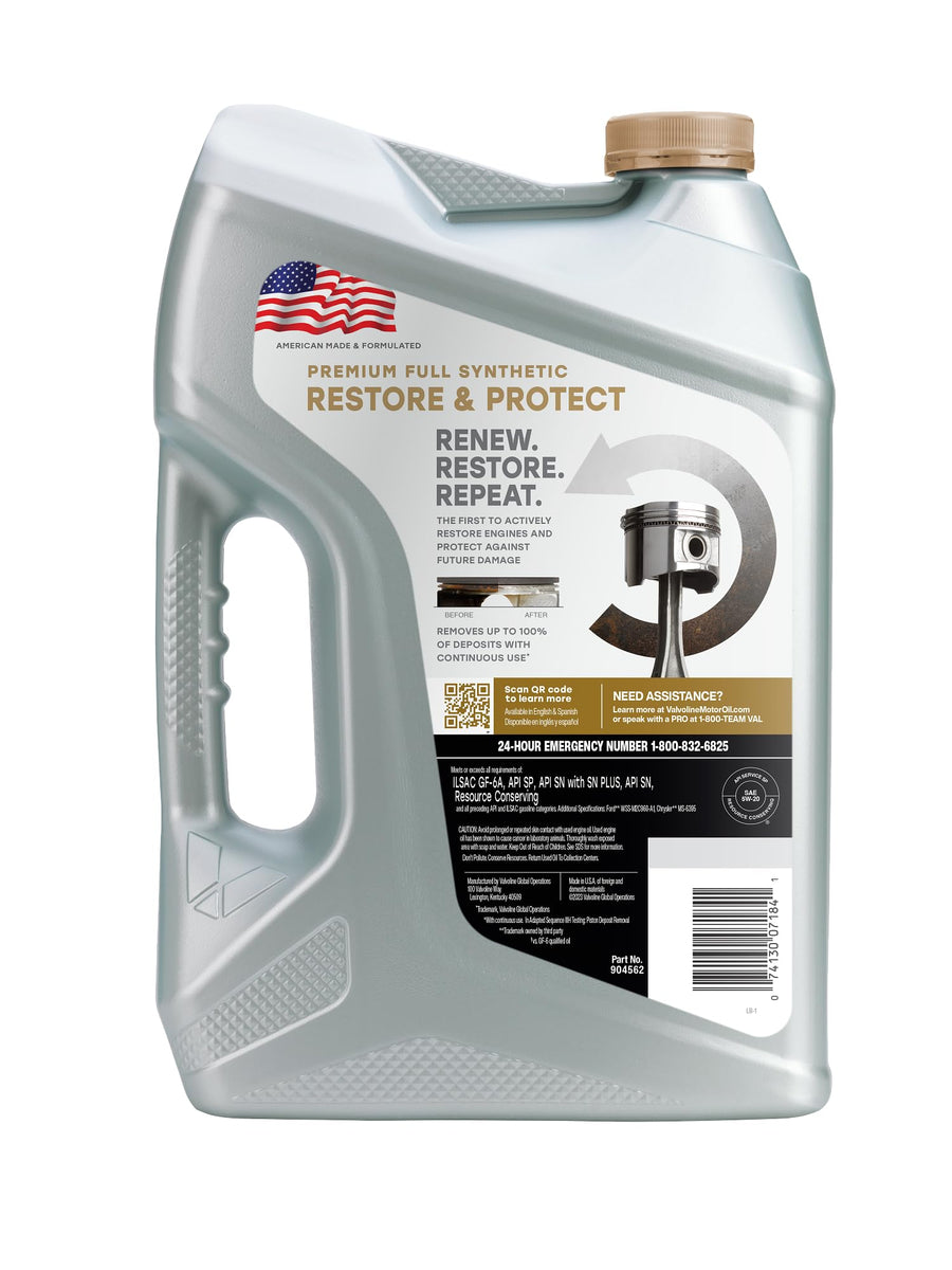 5W-20 Full Synthetic Valvoline Restore & Protect Motor Oil 5 Quart