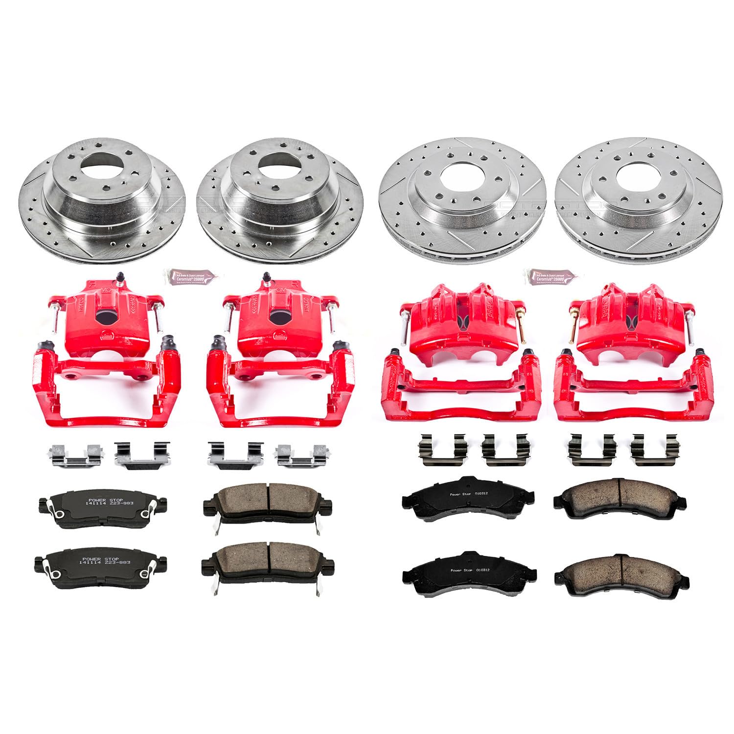 Power Stop 1-Click Performance Brake Kit with Caliper For Buick Rainier, Chevrolet Trailblazer, GMC Envoy, Isuzu Ascender, Oldsmobile Bravada KC2058 [Model Specific]
