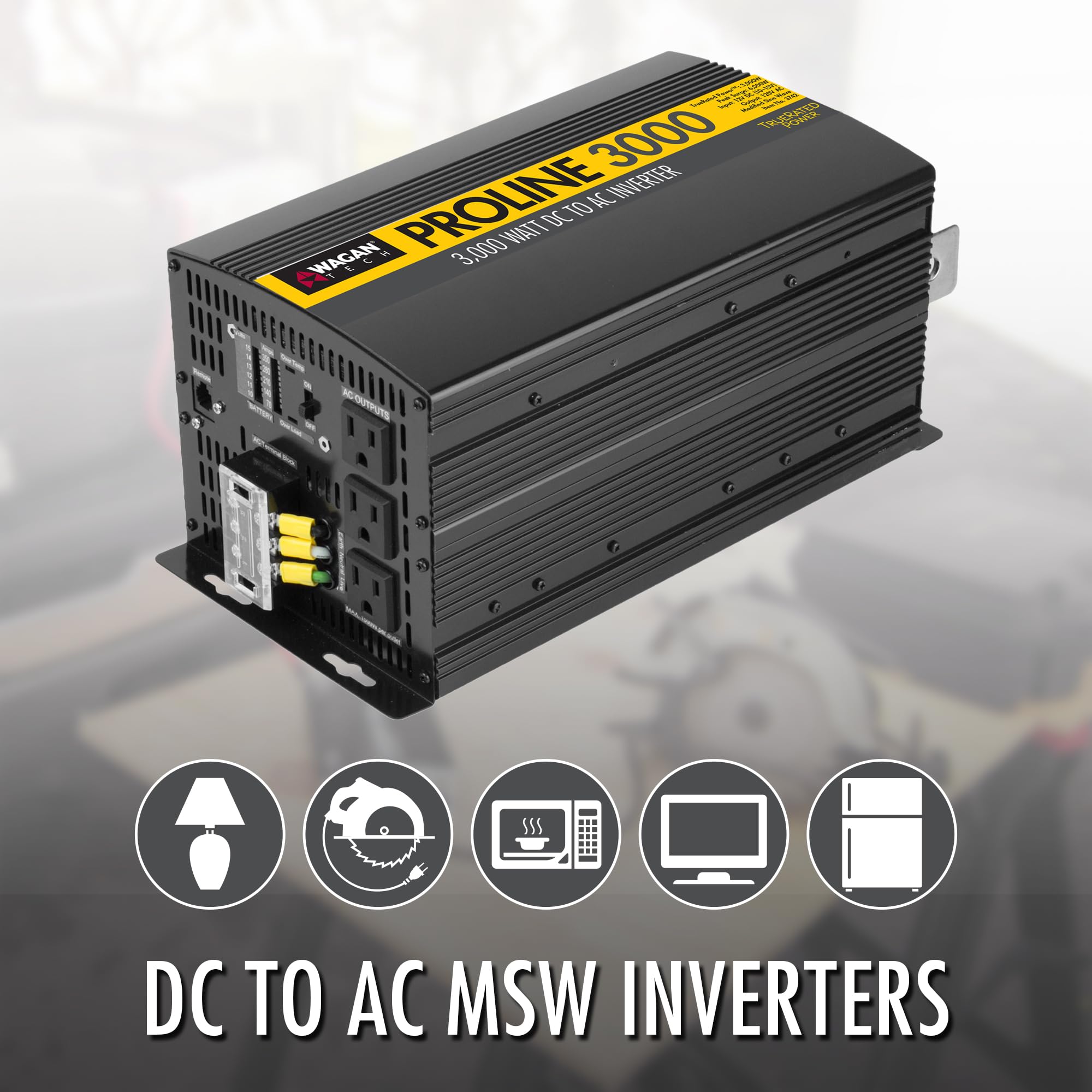 Wagan 3000 Watt EL3742 Power Inverter with Remote Control 6000 Watt Surge Peak Power converter for Home RV Camping Van Life Off Grid