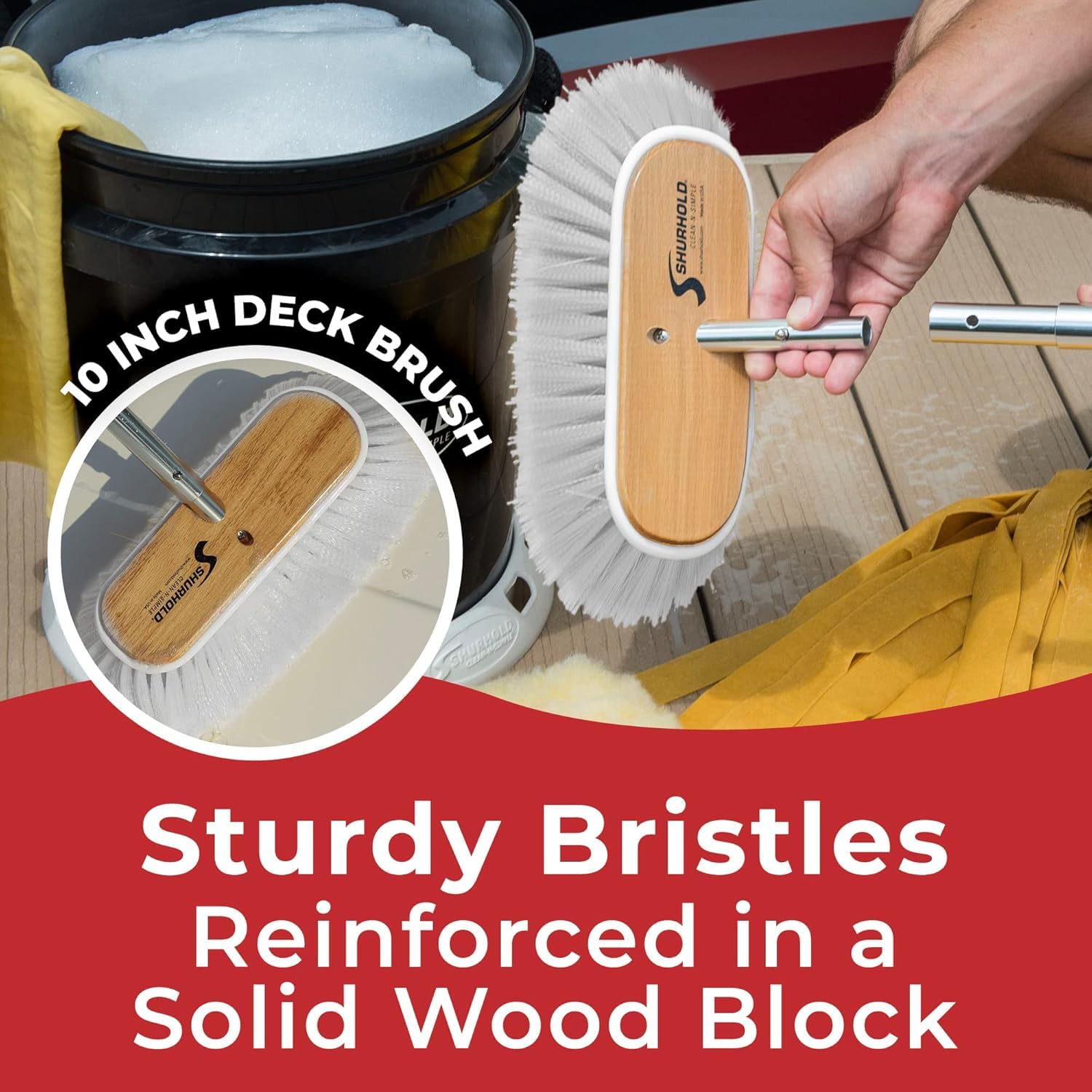 10" Shurhold Polypropylene Stiff Bristle Deck Brush