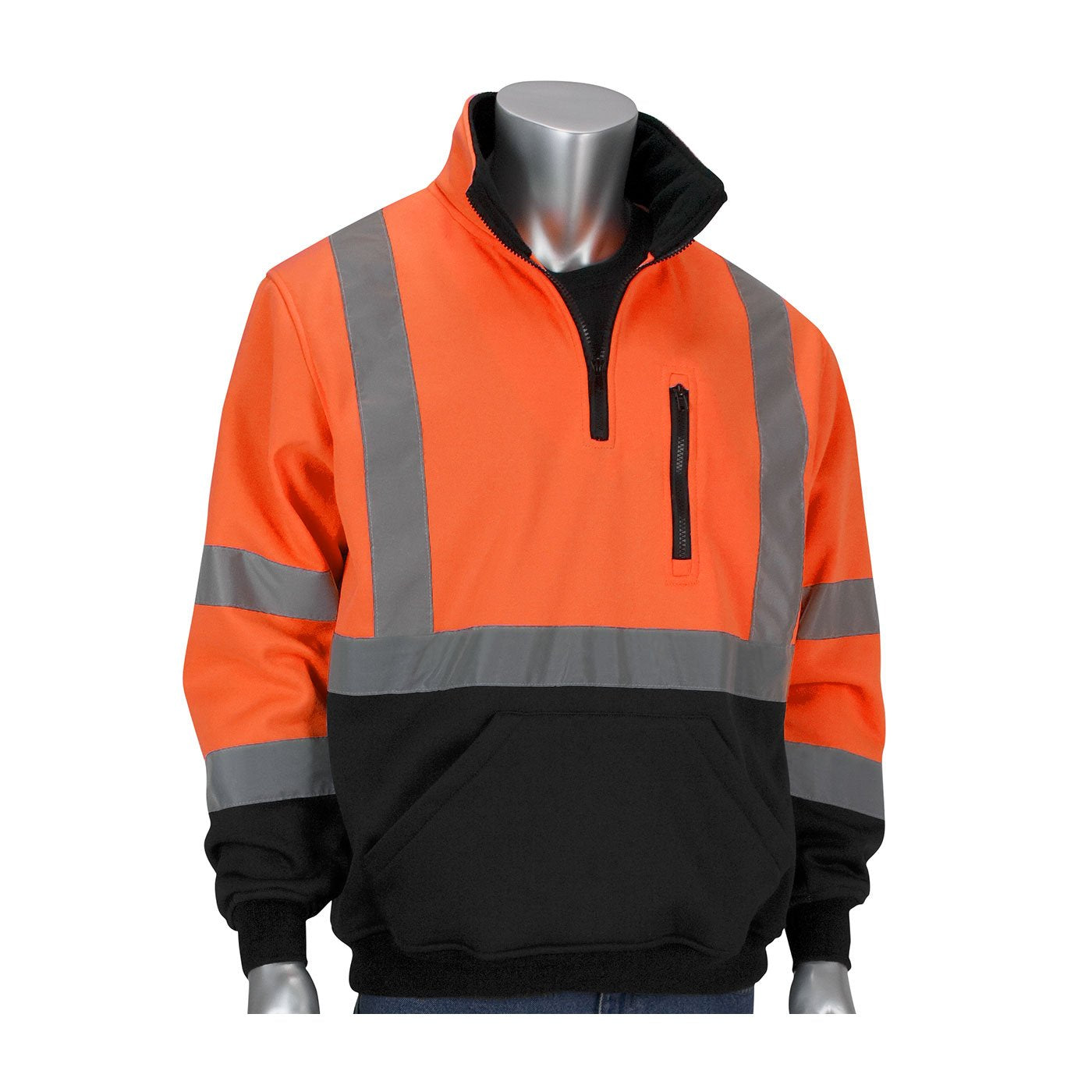 4XL PIP Black/Orange Polyester Fleece Cold Weather Sweatshirt - 3 Pockets - 616314-18547 [PRICE is per EACH]