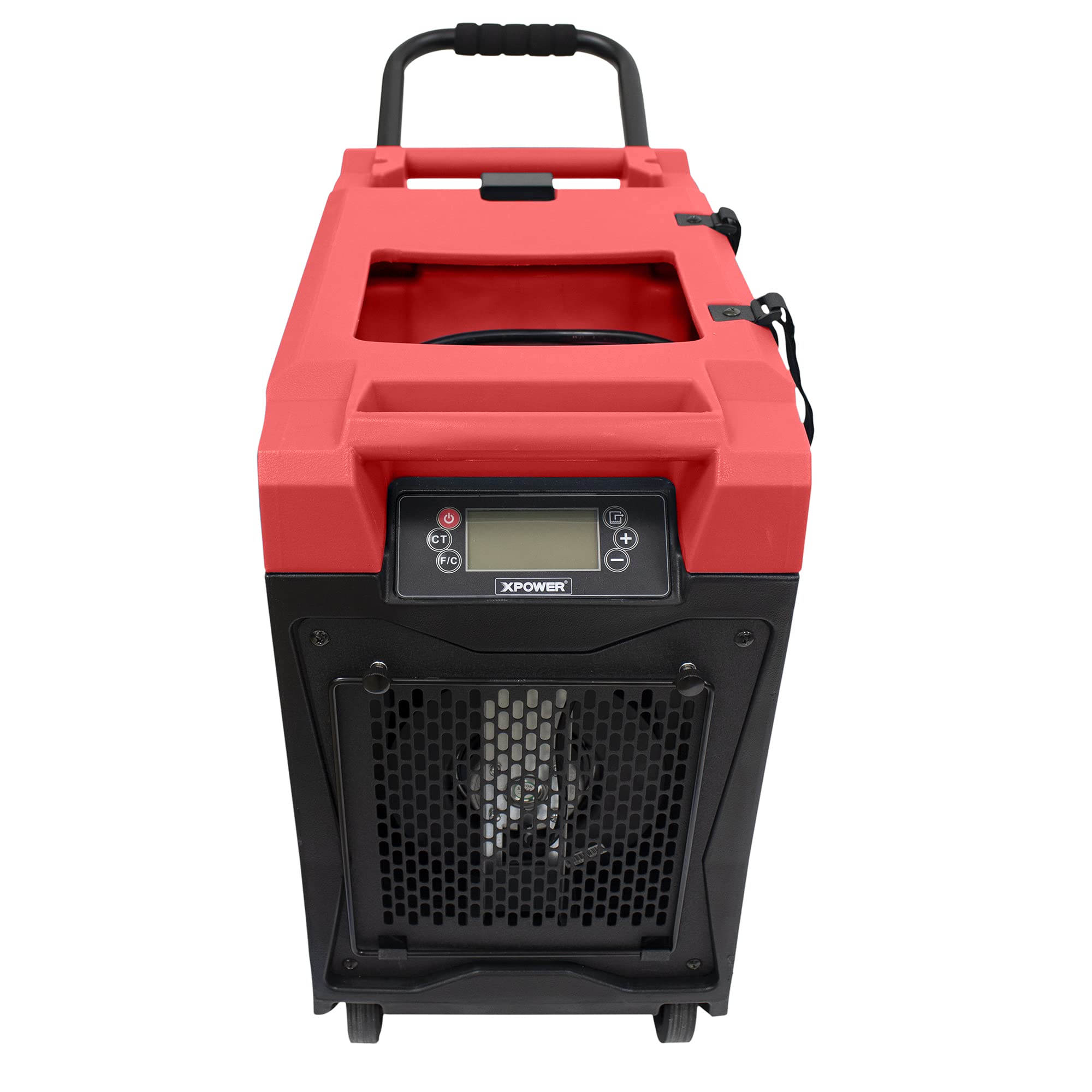 XD-85L2 XPOWER 145-Pint LGR Commercial Dehumidifier with Automatic Purge Pump, Drainage Hose, Handle and Wheels for Water Damage Restoration, Clean-up Flood, Basement, Mold, Mildew (Red)