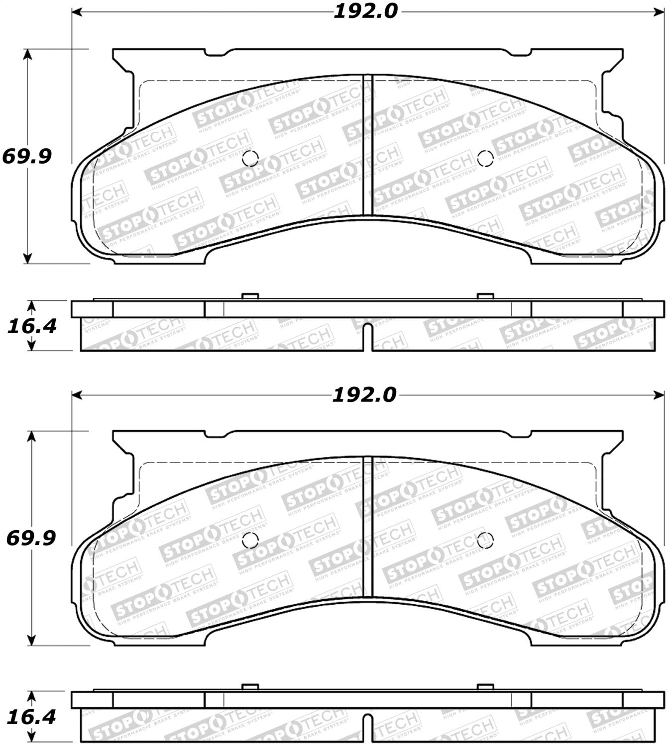 308.04500 StopTech Street Brake Pads with Shims
