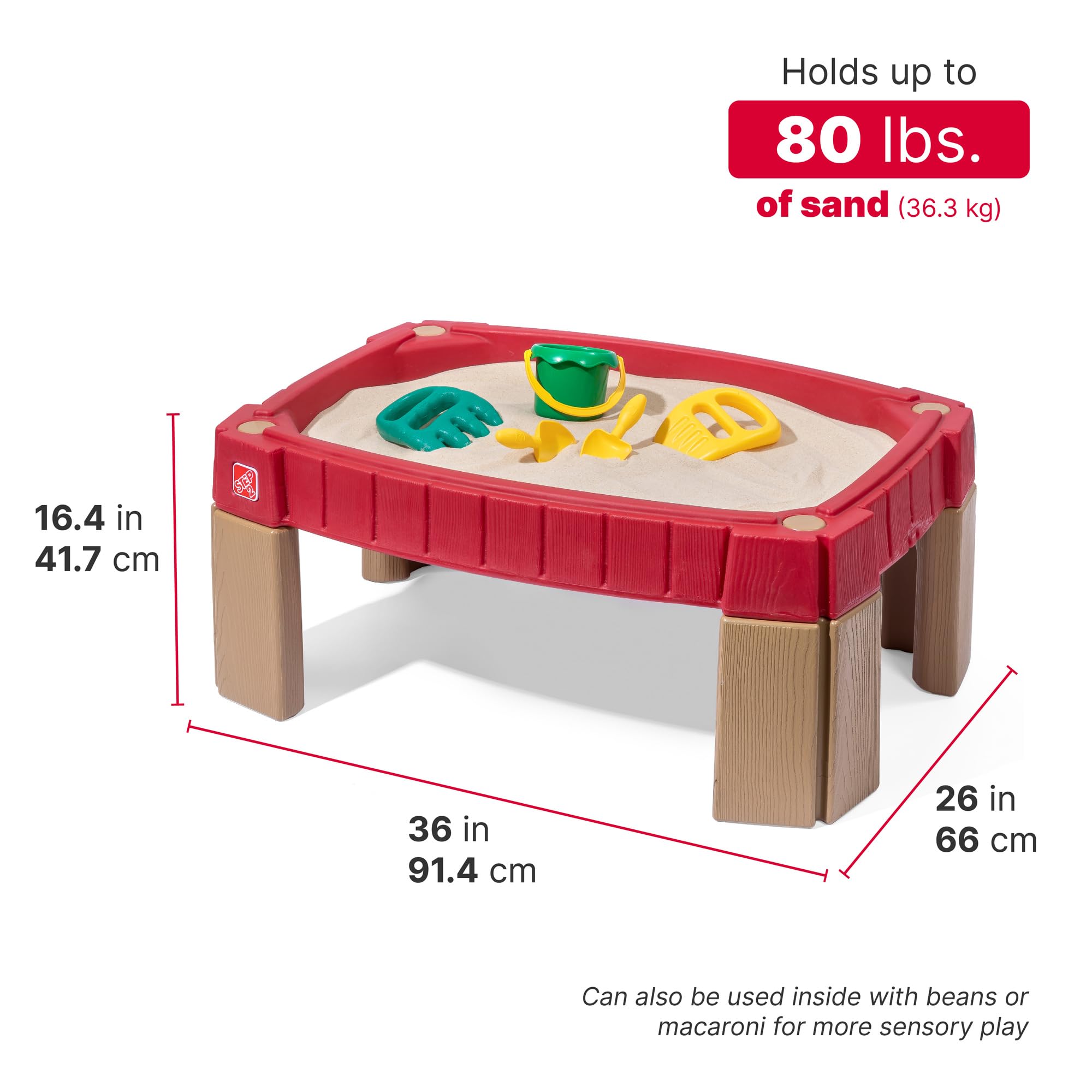 Step2 Sand Table Naturally Playful, Kids Sand Activity Sensory Table, 5 Piece Accessory Kit, Toddler Summer Outdoor Toys, 2+ Years Old