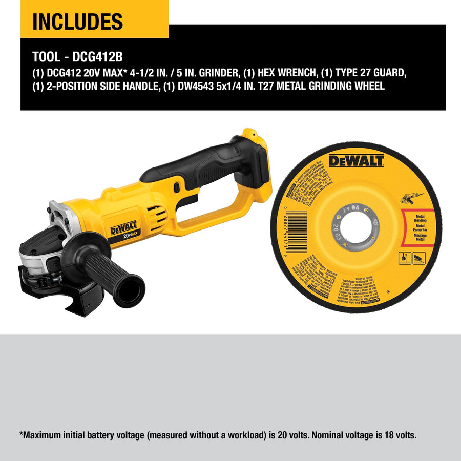 20V MAX* DEWALT Lithium Ion 4-1/2” Grinder (Tool Only) DCG412B