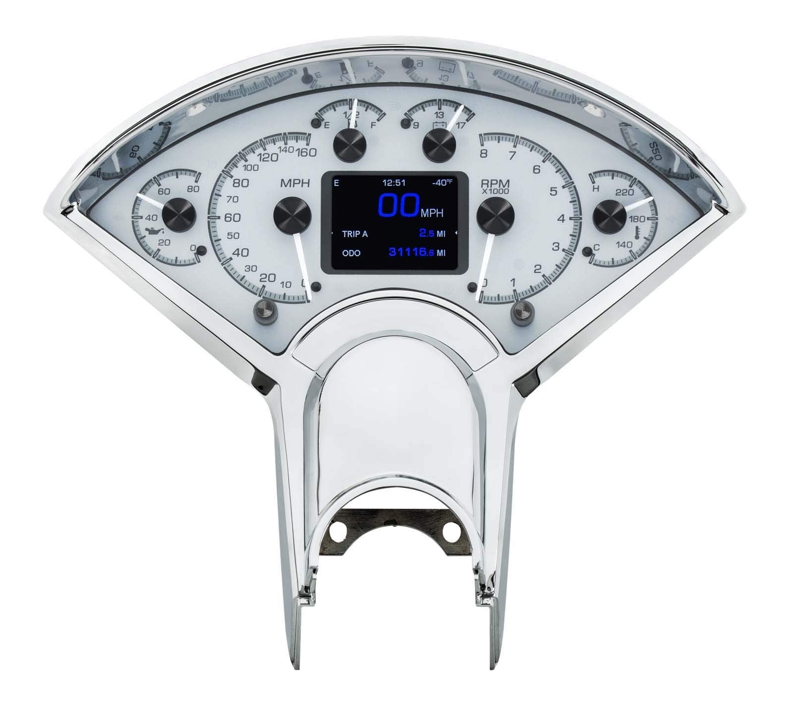 Dakota Digital 55-56 Chevy Customizable Gauge Kit Silver Alloy HDX-55C-S