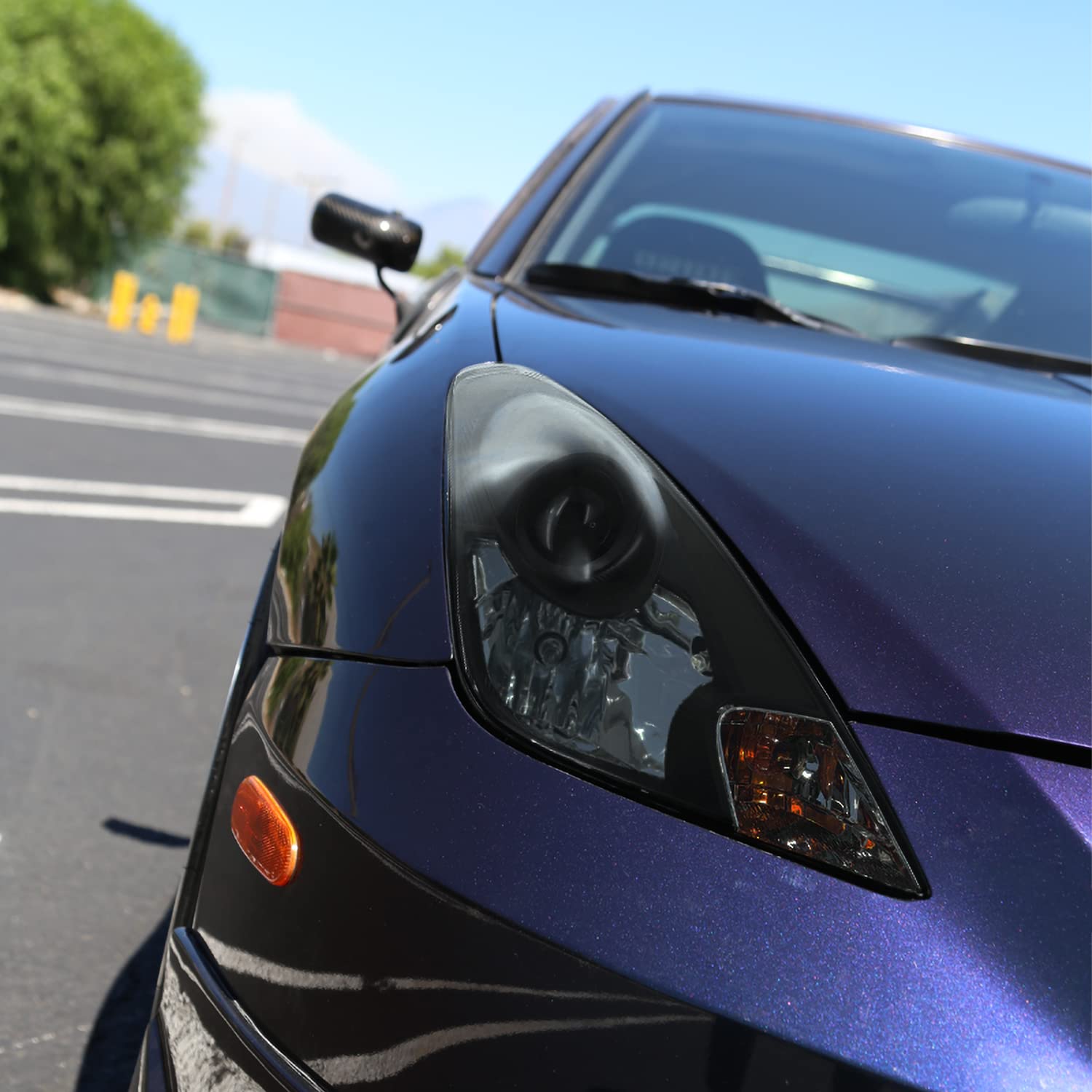 Black Smoke Projector Headlights SPEC-D TUNING Compatible with 2000-2005 Toyota Celica, Left + Right Pair Headlamps Assembly