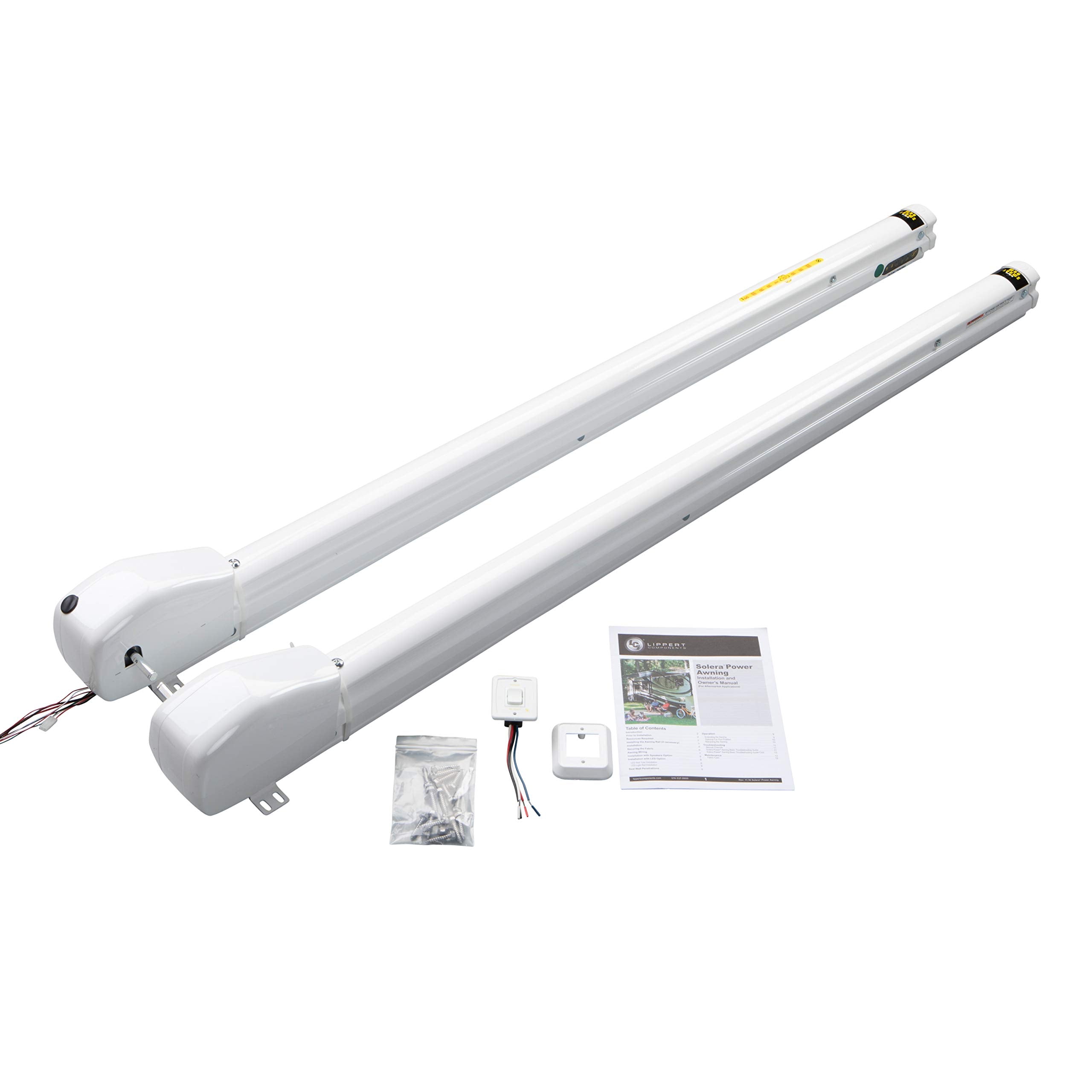 12V Solera Smart Arm Awning Hardware Kit for 5th Wheel RVs and Travel Trailers - Standard - White