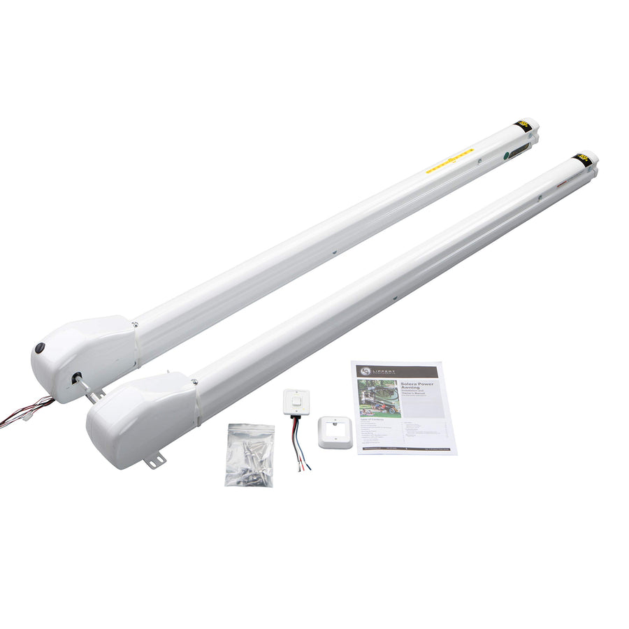 12V Solera Smart Arm Awning Hardware Kit for 5th Wheel RVs and Travel Trailers - Standard - White