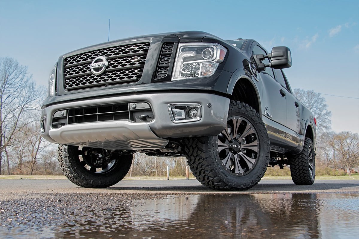 3" Rough Country Suspension Lift Kit for Nissan Titan 4WD (2017-2023) - N3 Struts & N3 Rear Shocks, Silver Control Arms