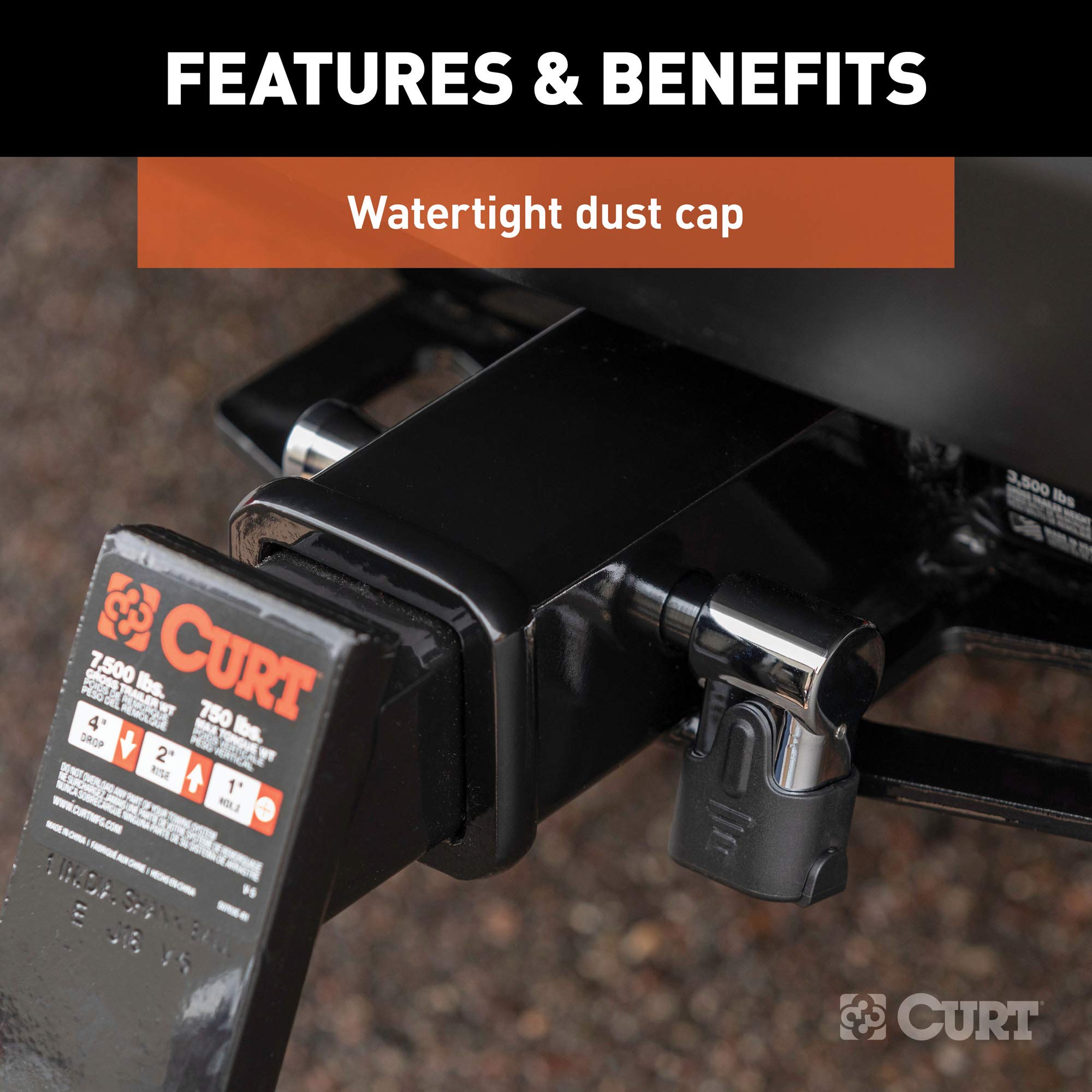 CURT Right-Angle Trailer Hitch Lock, 5/8-Inch Pin Diameter, Fits 2-Inch Receiver 23510