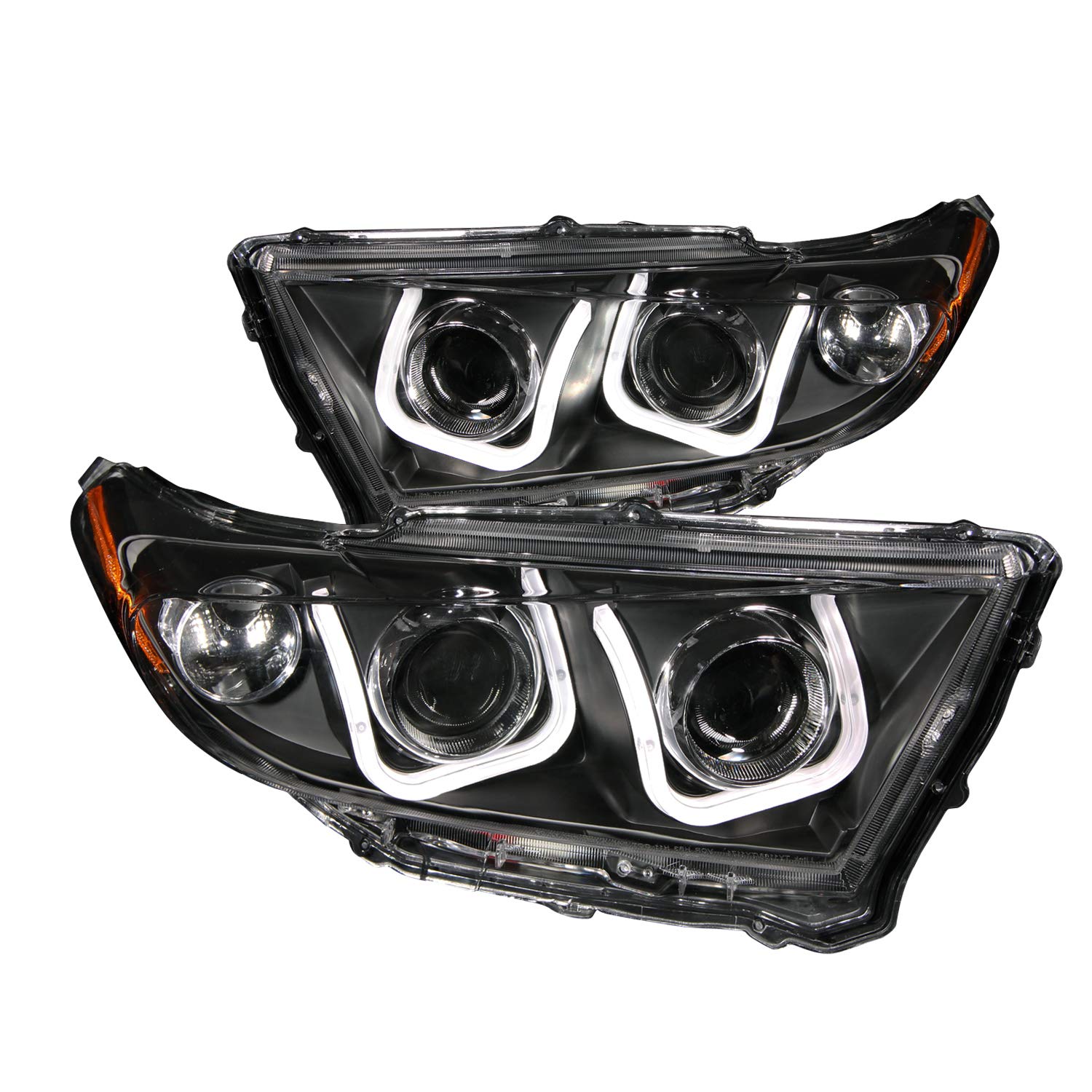 Black/Clear/Amber AnzoUSA Bar Style Projector Headlight for Toyota Highlander