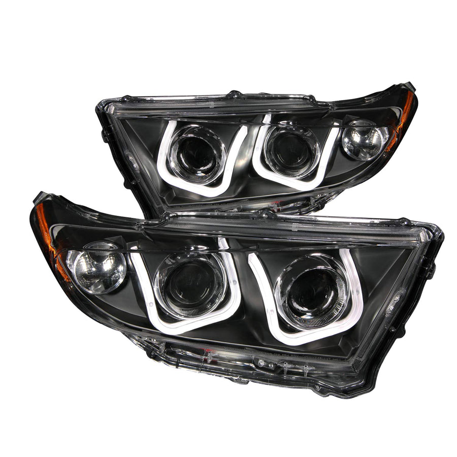Black/Clear/Amber AnzoUSA Bar Style Projector Headlight for Toyota Highlander