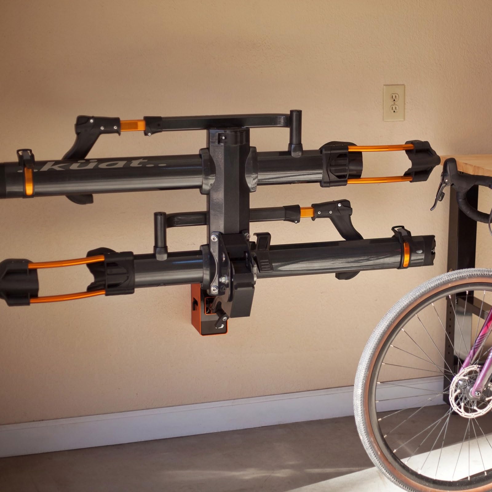 Rack Dock Kuat | Sturdy Versatile Easy to Mount Rack Station for 2" & 1.25" Hitch - Up to 115 LBS Weight Capacity | Hardware Included, Orange