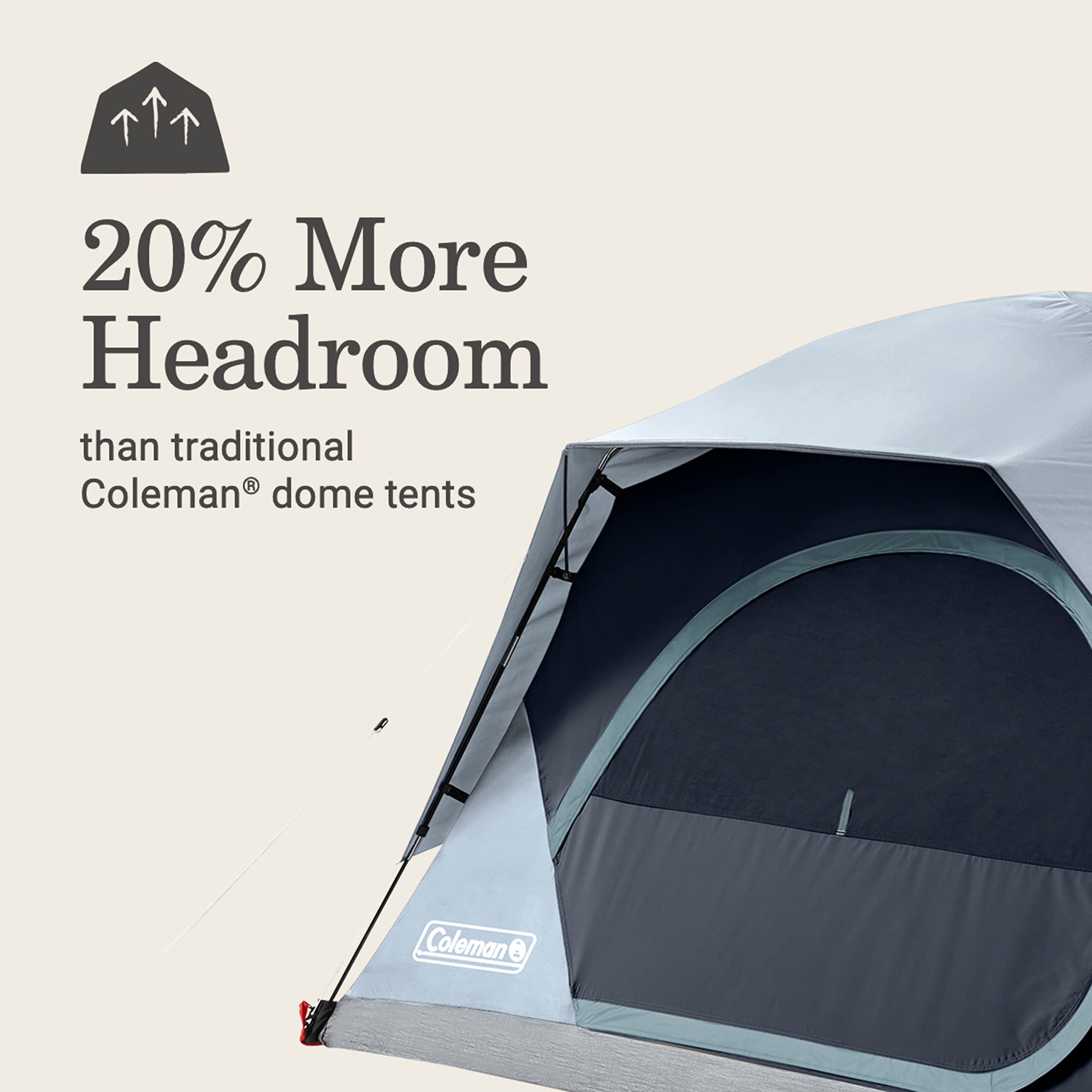 Coleman Camping Tent Skydome with LED Lights, Weatherproof 4/8 Person Family Tent Includes Pre-Attached Poles, Rainfly, Carry Bag, Ventilation and LED Lighting System, Sets Up in 5 Minutes