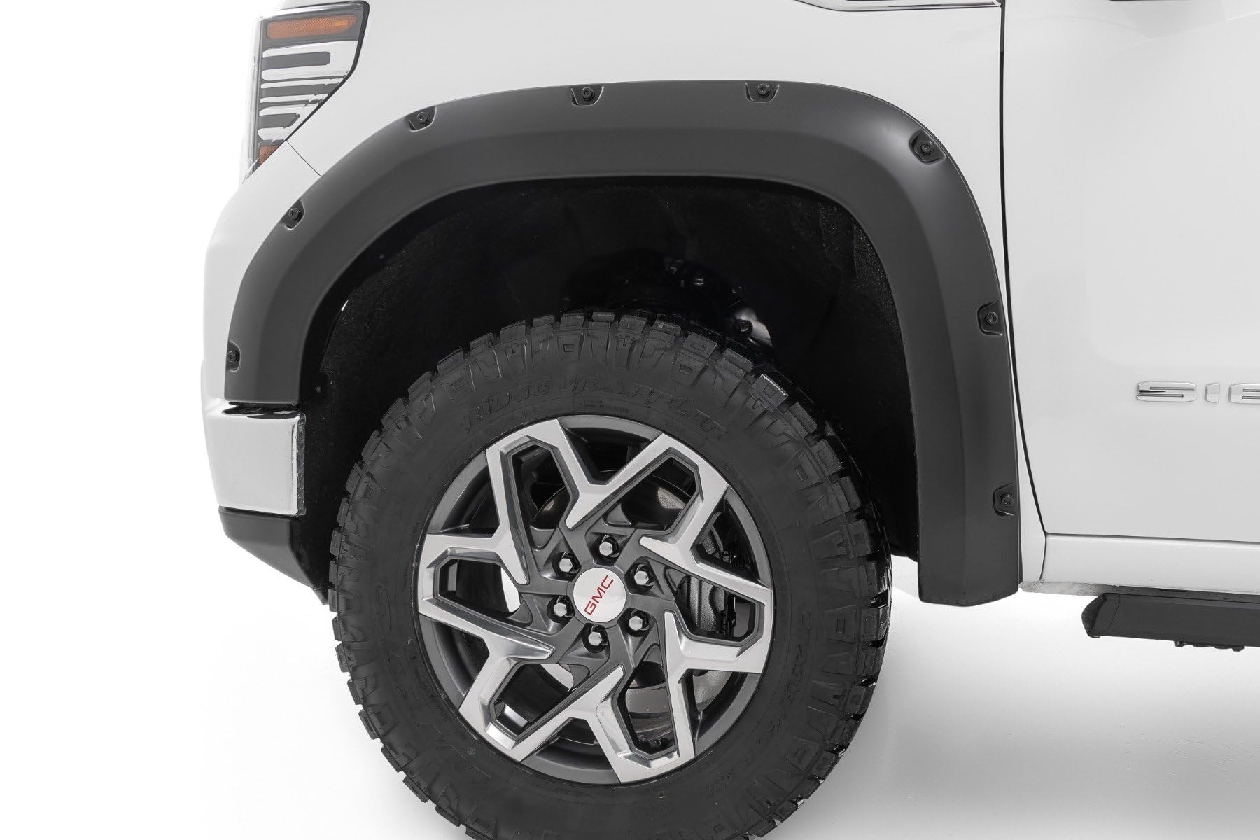 Rough Country Fender Flares Pocket for GMC Sierra (2019-2026 & Refresh) - 2" Extra Tire Coverage, UV-Resistant ABS, Flat Black (Set of 4)