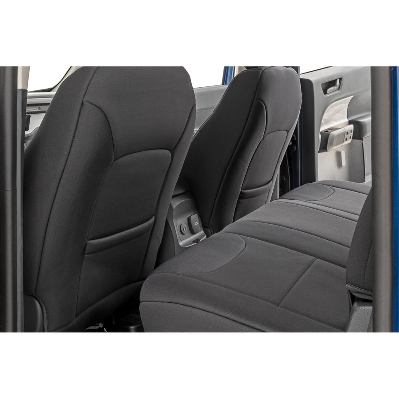 Neoprene Seat Covers Rough Country for Ford Maverick (2022-2025) w/No Rear Folding Armrest - Waterproof & UV Resistant, Foam Padded, Front & Rear Seat Cover Set