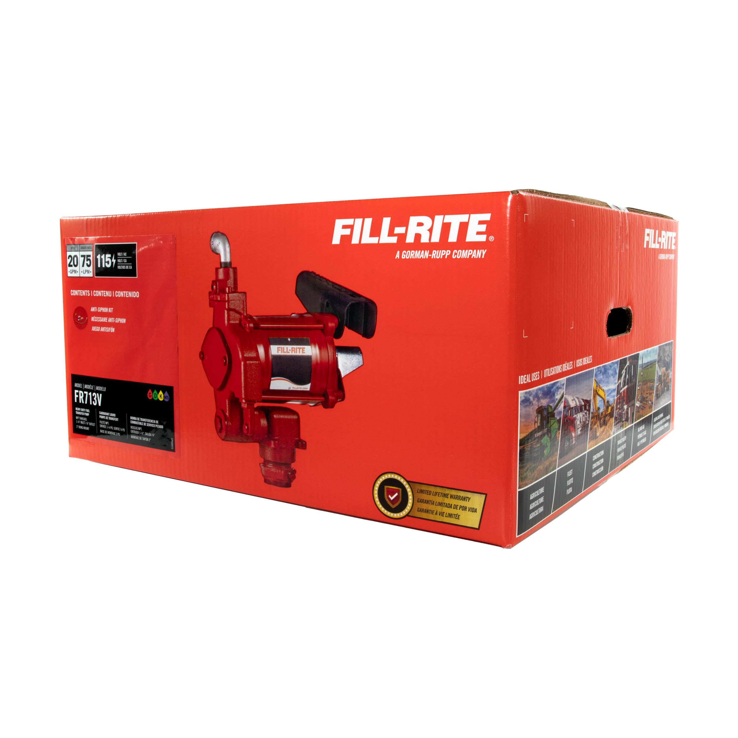 Fill-Rite 115V FR713V Fuel Transfer Pump w/AST Remote | Gasoline, Diesel, Kerosene, Ethanol Blends, Methanol Blends & Biodiesel up to B20