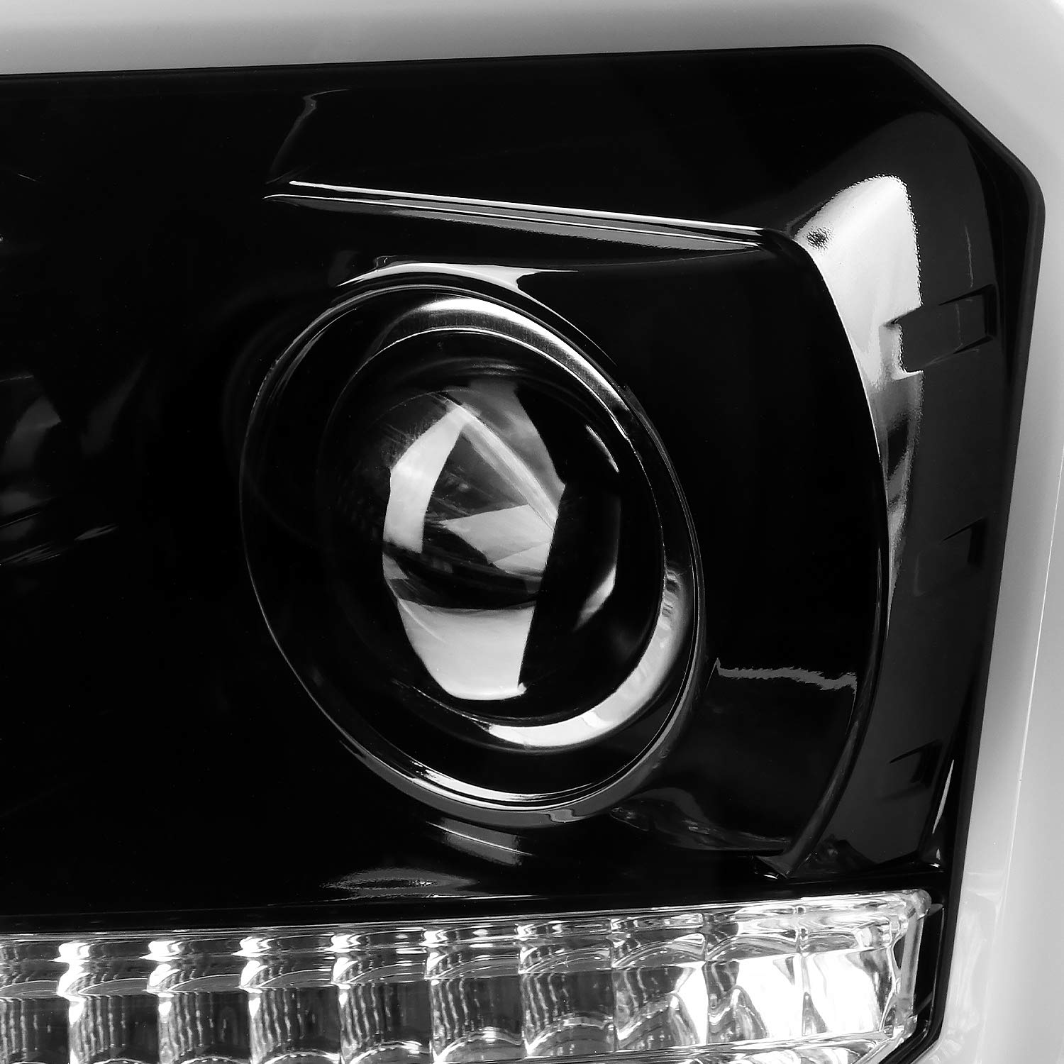Jet Black LED Tube Projector Headlights SPEC-D TUNING Compatible with 2004-2008 Ford F-150, 2006-2008 Lincoln Mark LT, Left + Right Pair Headlamps Assembly