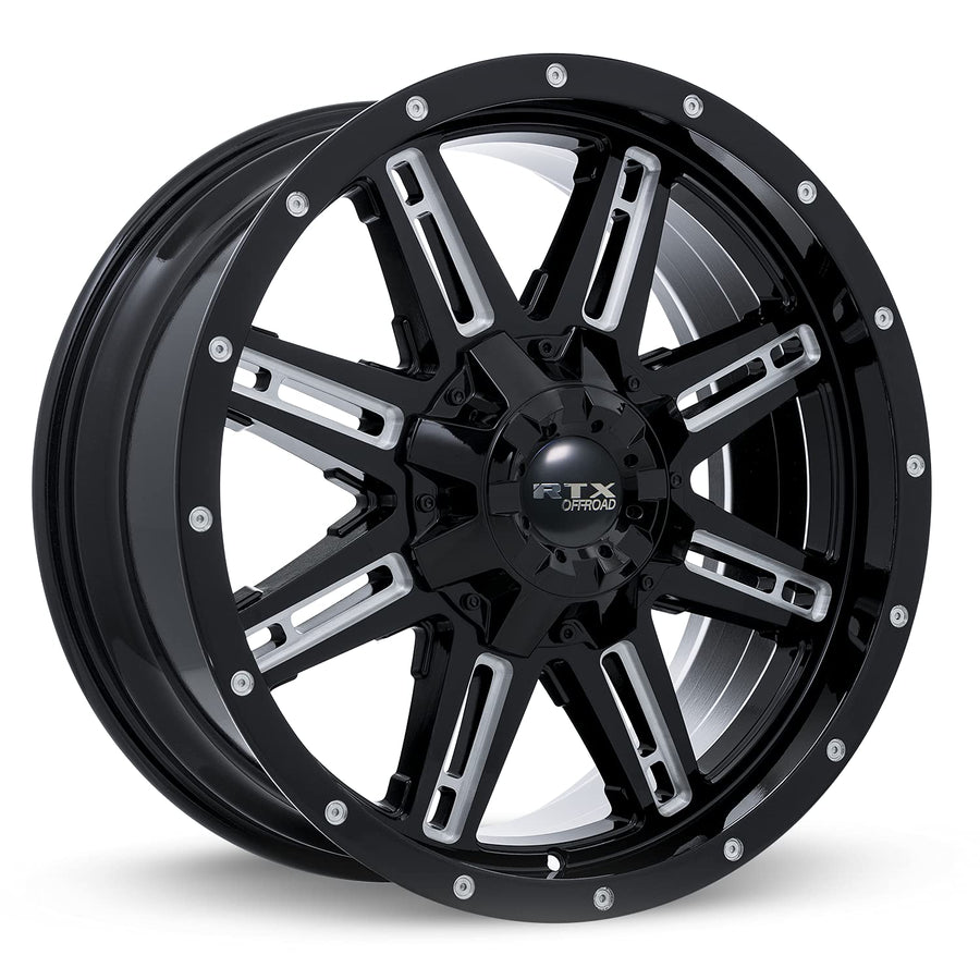 Custom RTX RAVINE Wheel - 18x9, 10 Offset, 8x165.1 Bolt Pattern, 125mm Hub - Black with Milled Accents Rim