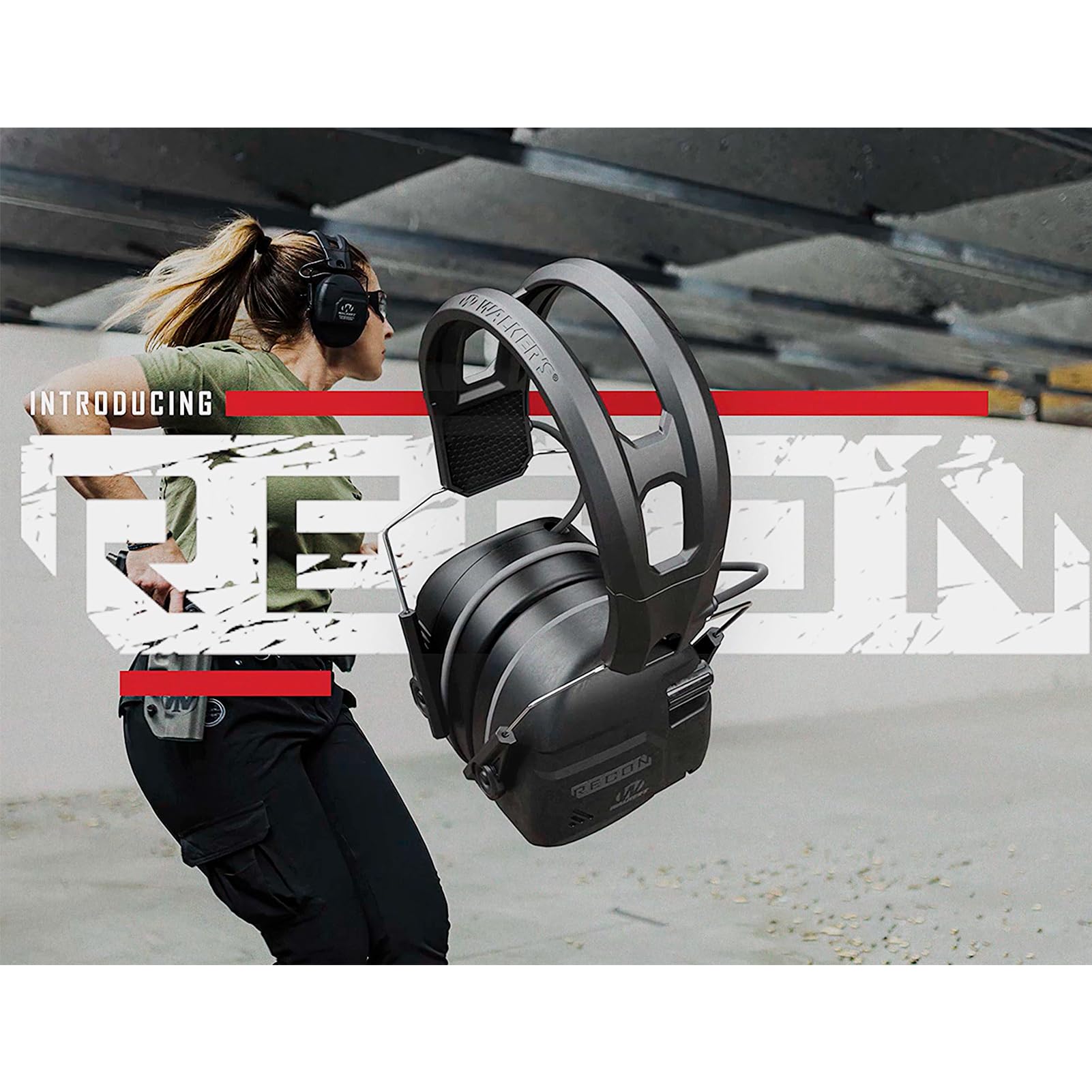 WALKER'S Recon Digital Muffs - HD Speakers Durable IPX4 Weather-Resistant Hunting Range Shooting Hearing Protection Electronic Muffs, 3.5mm Audio Jack, 2 AAA Batteries Included, Black