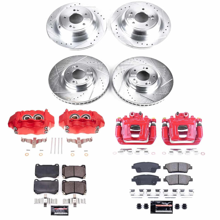 Power Stop Z23 KC5845, Front and Rear Brake Caliper Kit- Rotors, Carbon Ceramic Brake Pads, Calipers For Hyundai Genesis 2010-2014 [Model Specific]