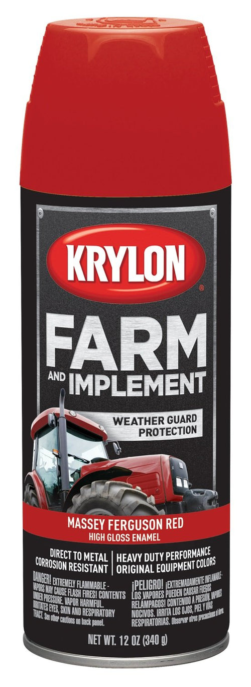 Krylon Spray Paint Farm & Implement, High Gloss, Massey Ferguson Red, 12 oz