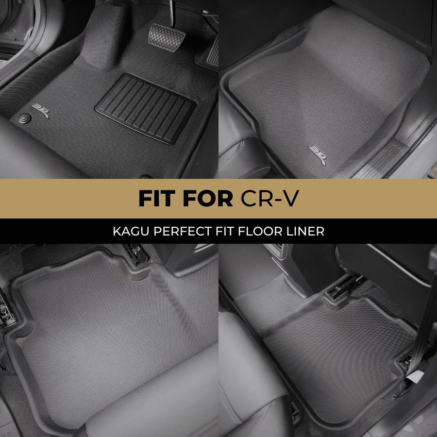 3D MAXpider KAGU Custom Fit Floor Mat (BLACK) Compatible with HONDA CR-V 2023-2025 - Full Set