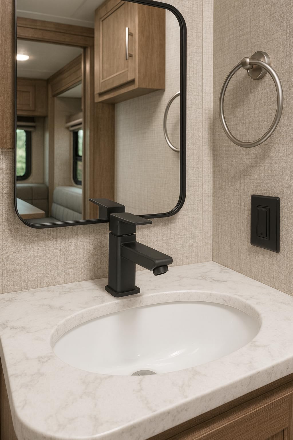 Dura Faucet RV Modern Angular DF-ML803LQ-MB Lavatory Faucet - Single Handle (Matte Black)