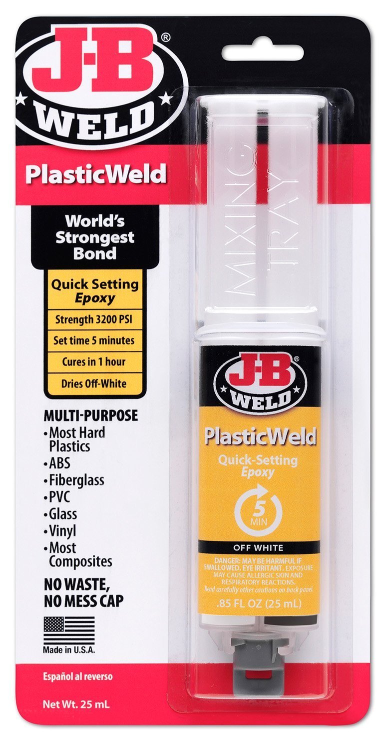 PlasticWeld J-B Weld 50132 Quick-Setting Epoxy Syringe - Dries Translucent Yellow - 25 ml (Pack of 3)