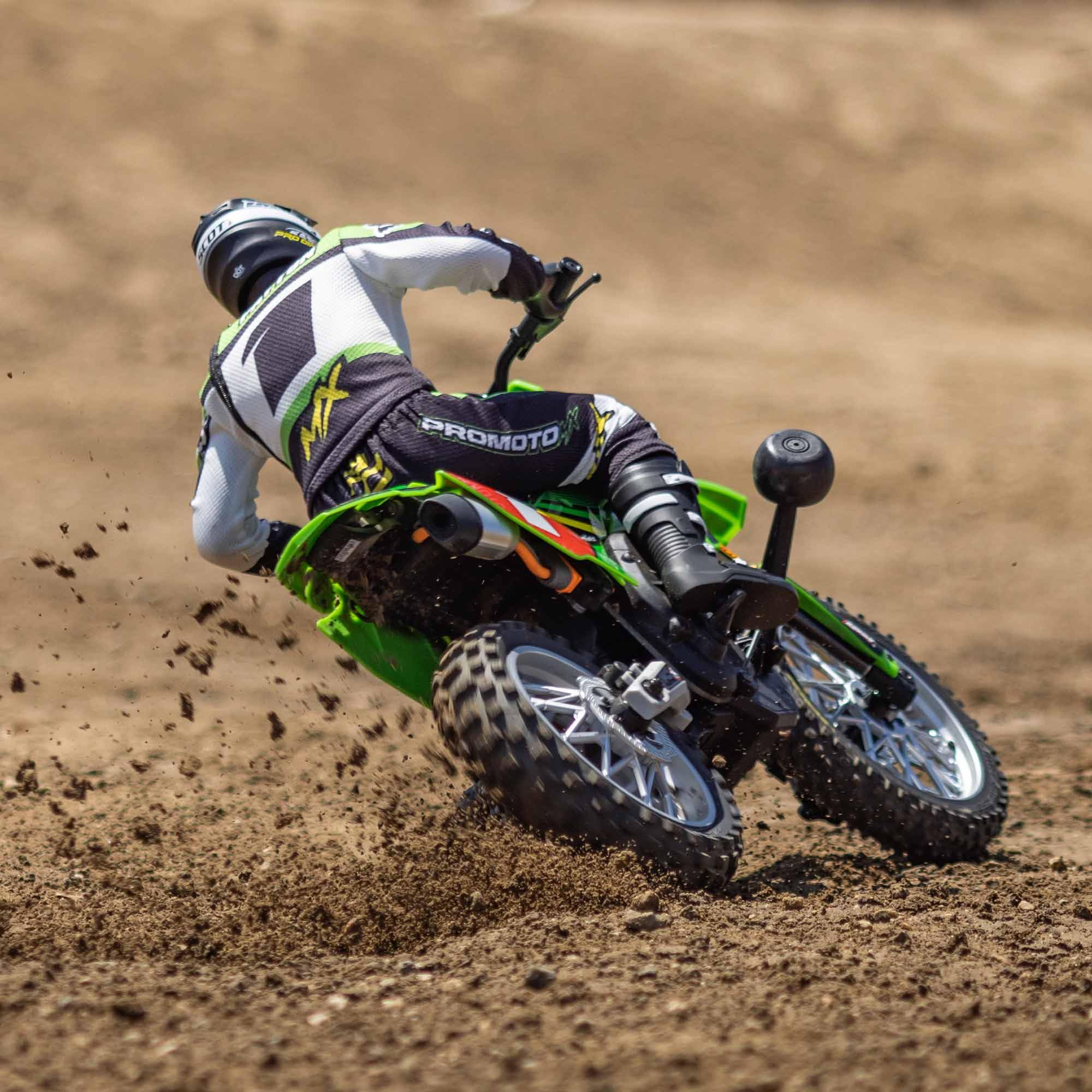 Losi Promoto-MX RC Motorcycle 1/4 Ready-to-Run Combo Includes Battery and Charger Pro Circuit LOS06002 Green