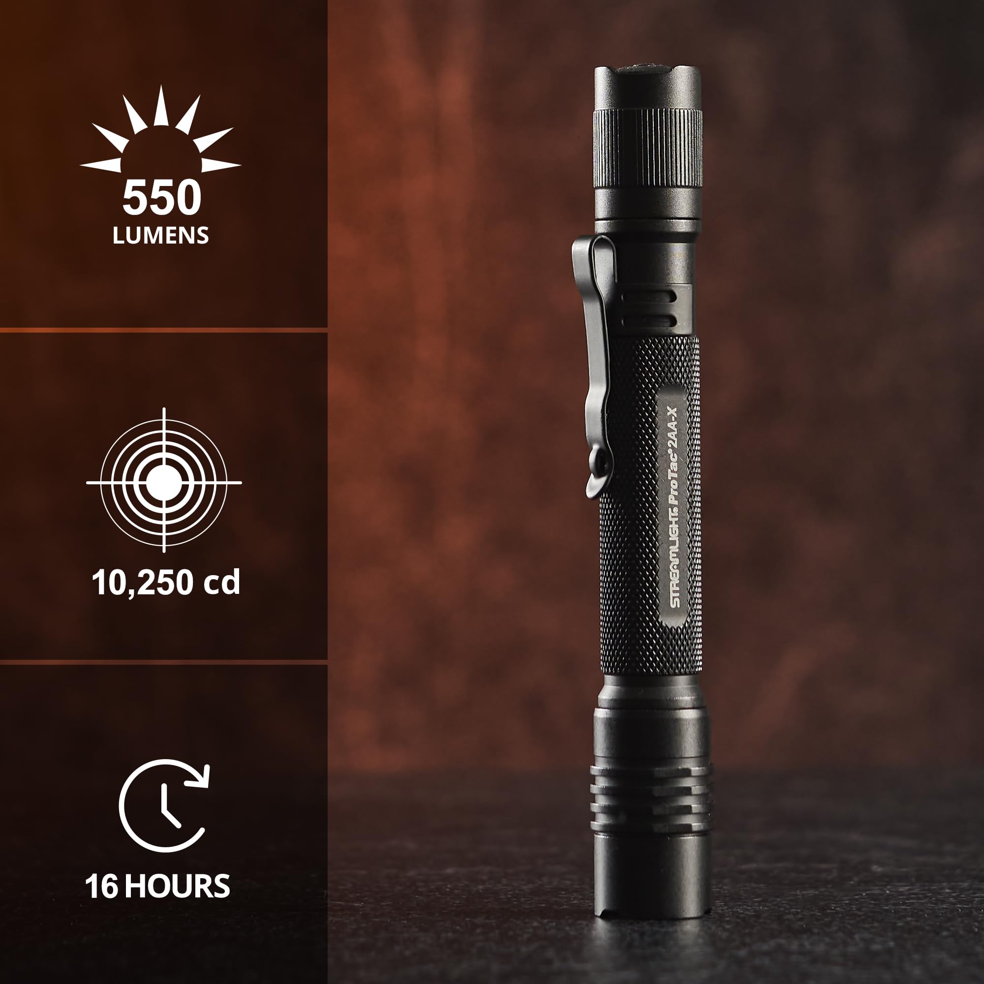 Streamlight ProTac 2AA-X 550-Lumen Multi-Fuel Tactical Carry Flashlight with USB-C Rechargeable Battery, Black
