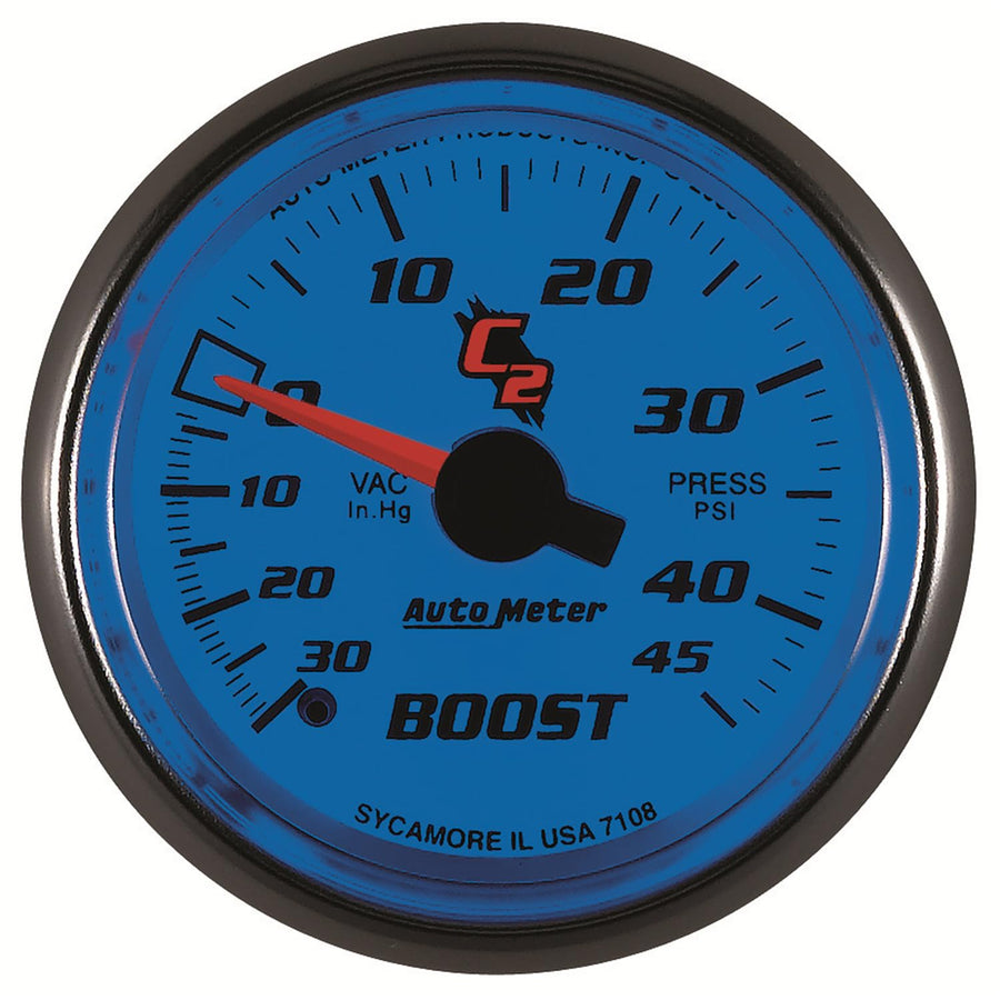 Auto Meter 2-1/16" 30 in. Hg/45 PSI Mechanical Vacuum/Boost Gauge 7108 C2
