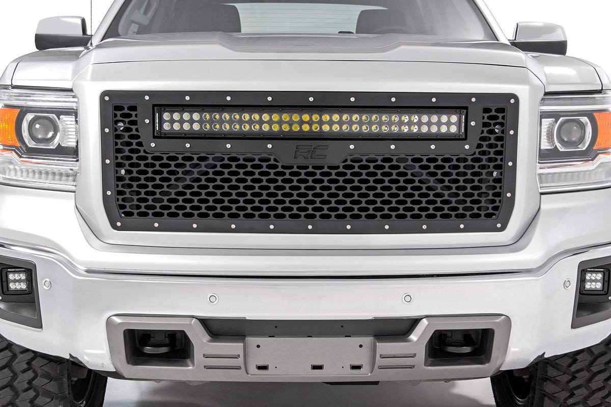 30" Rough Country Mesh White DRL LED Grille for 14-15 GMC Sierra 1500-70190DRL