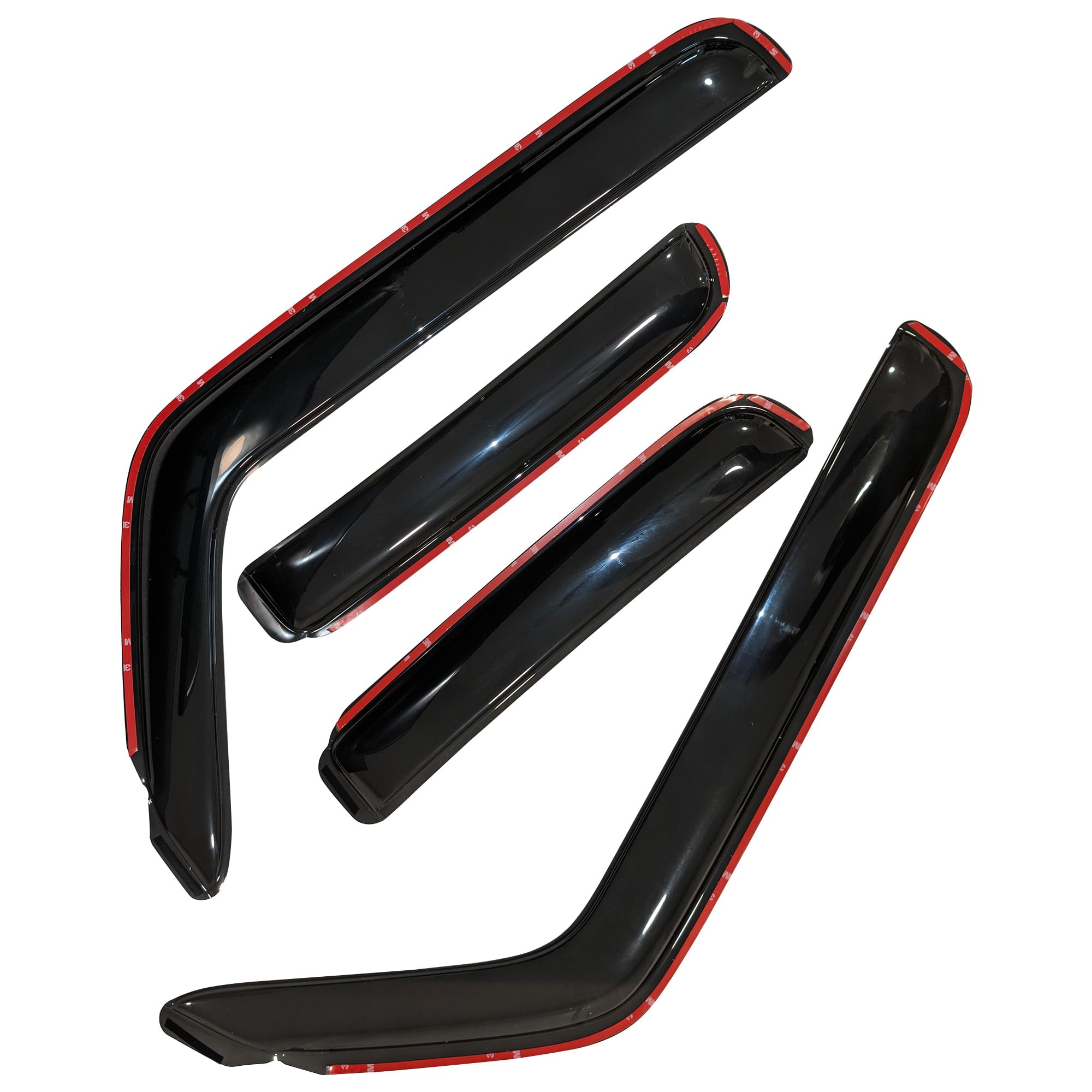 Off Road Black Horse [BHOR] in Channel Rain Guards/Wind Deflectors Compatible with 2023-2024 Chevrolet Colorado|2023-2024 GMC Canyon Crew Cab Smoke 4 PCs - 1494218IN
