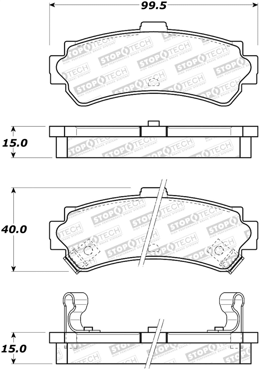 Rear StopTech 308.06690 Brake Pads with Shims and Hardware Street