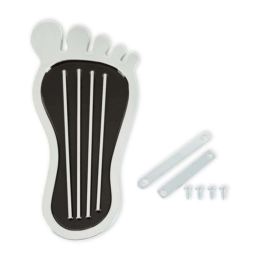 Foot Print Gas Pedal Pad Mr. Gasket - Aluminum - Chrome & Painted Black Trim