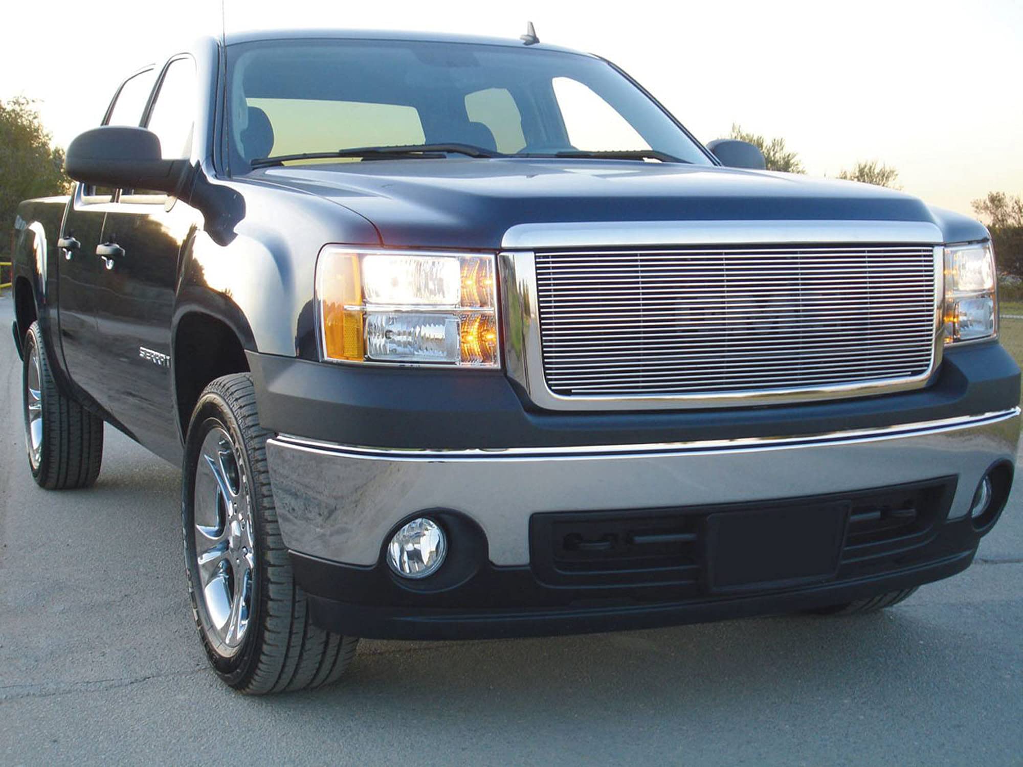 Horizontal T-Rex 20205 Aluminum Polished Finish Billet Grille Insert and Overlay for GMC Sierra 1500